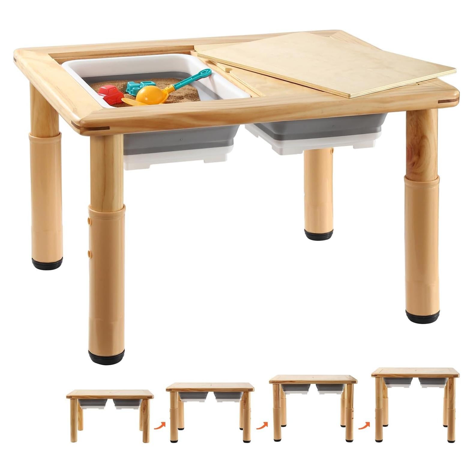 Mesa Sensorial de Madera FUNLIO con 2 Contenedores 39-56cm
