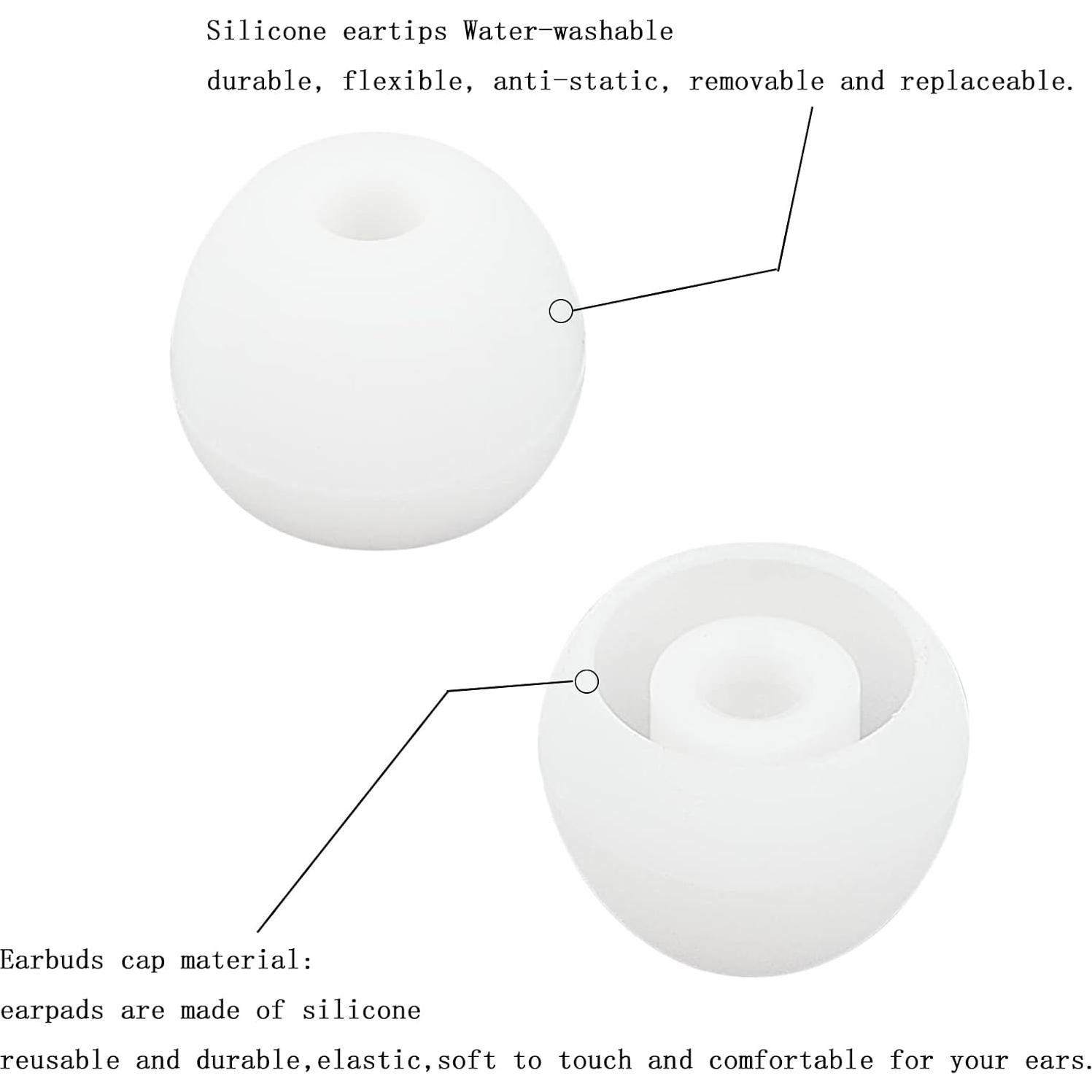 Replacement Silicone Ear Tips Earbuds Buds Set Compatible with Powerbeats Pro Beats Wireless Earphone Headphones,4 Pairs（White）