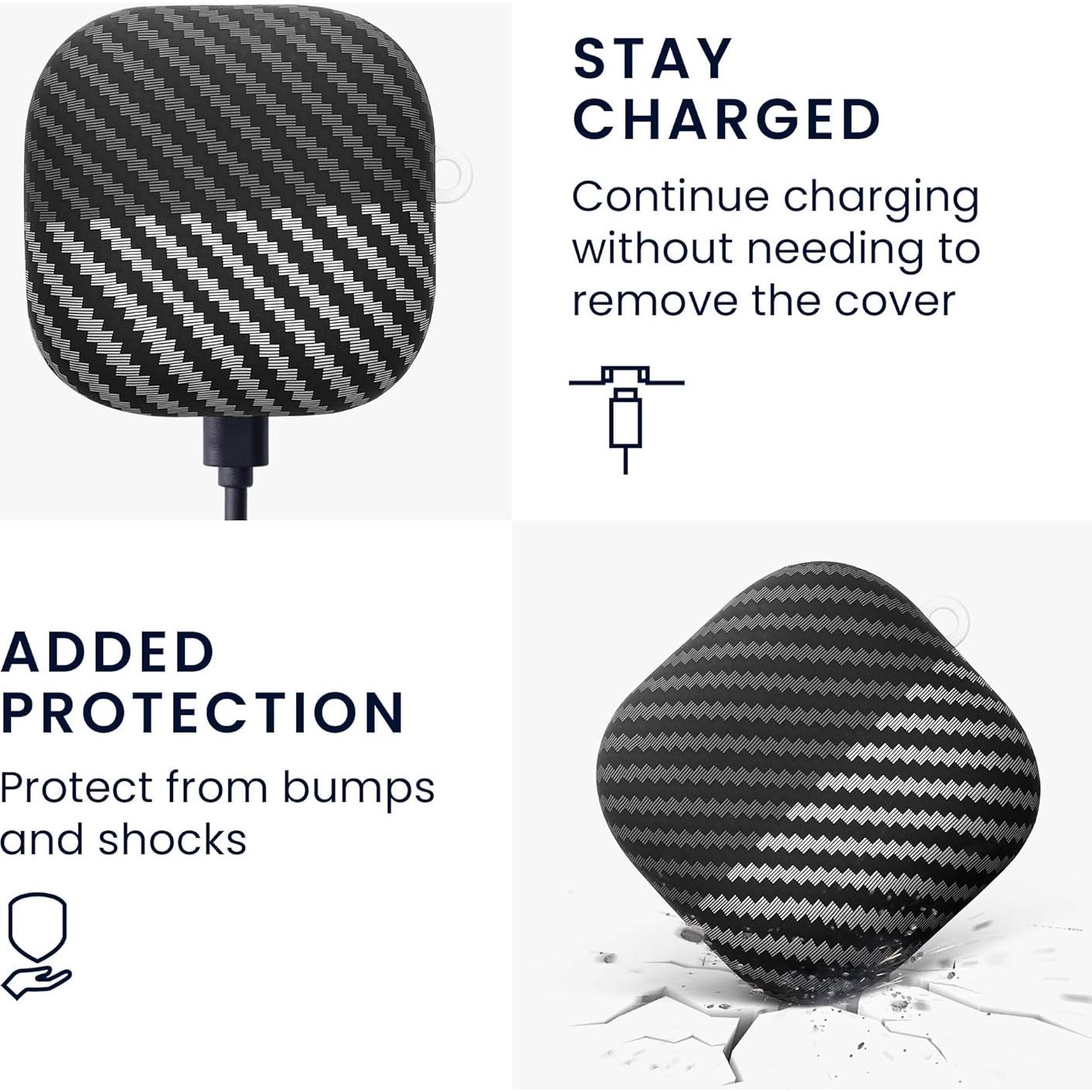 Funda de Aramida kwmobile para Auriculares Beats Fit Pro - Negro/Gris