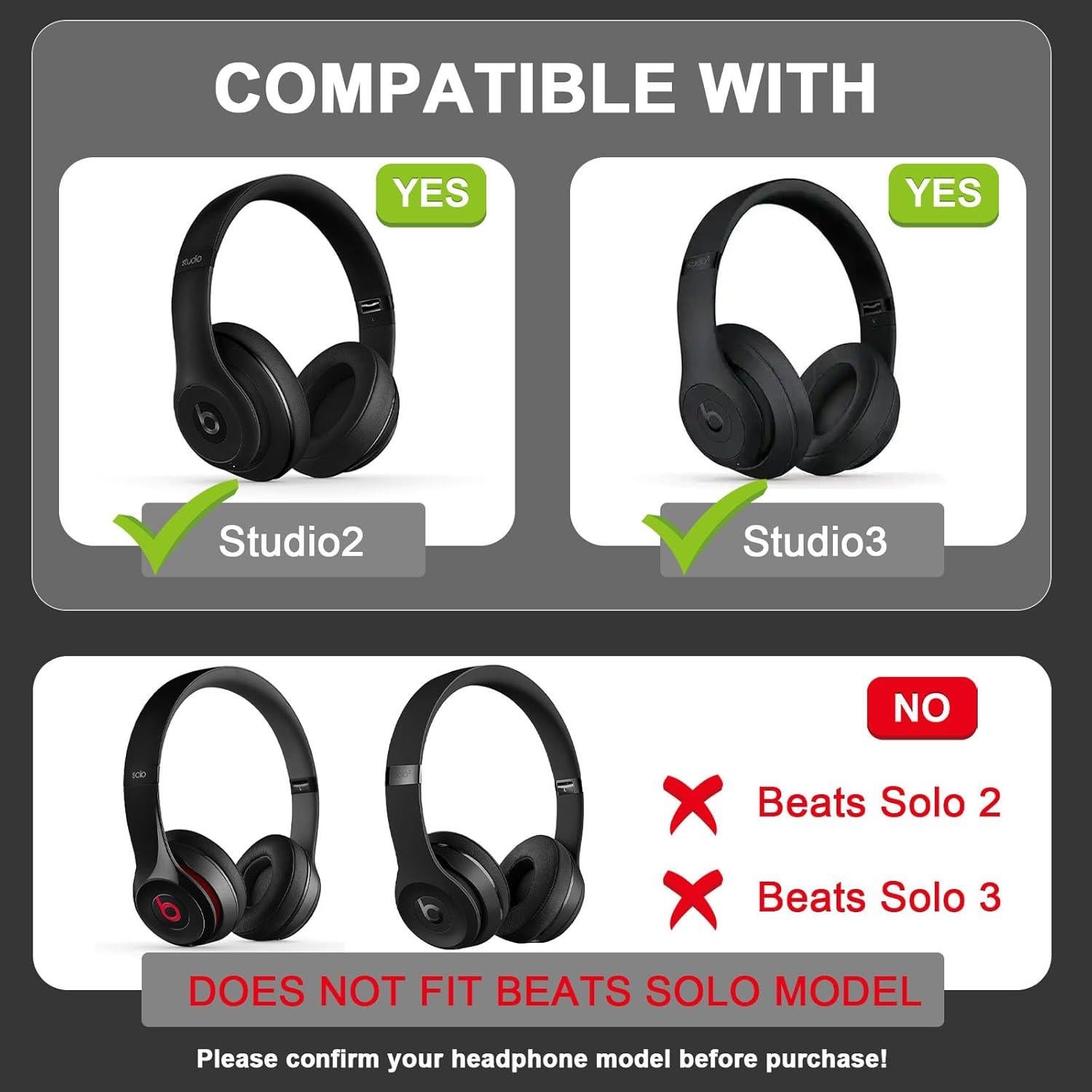 Almohadillas de Repuesto para Auriculares Beats Studio 2 y 3 - Negro