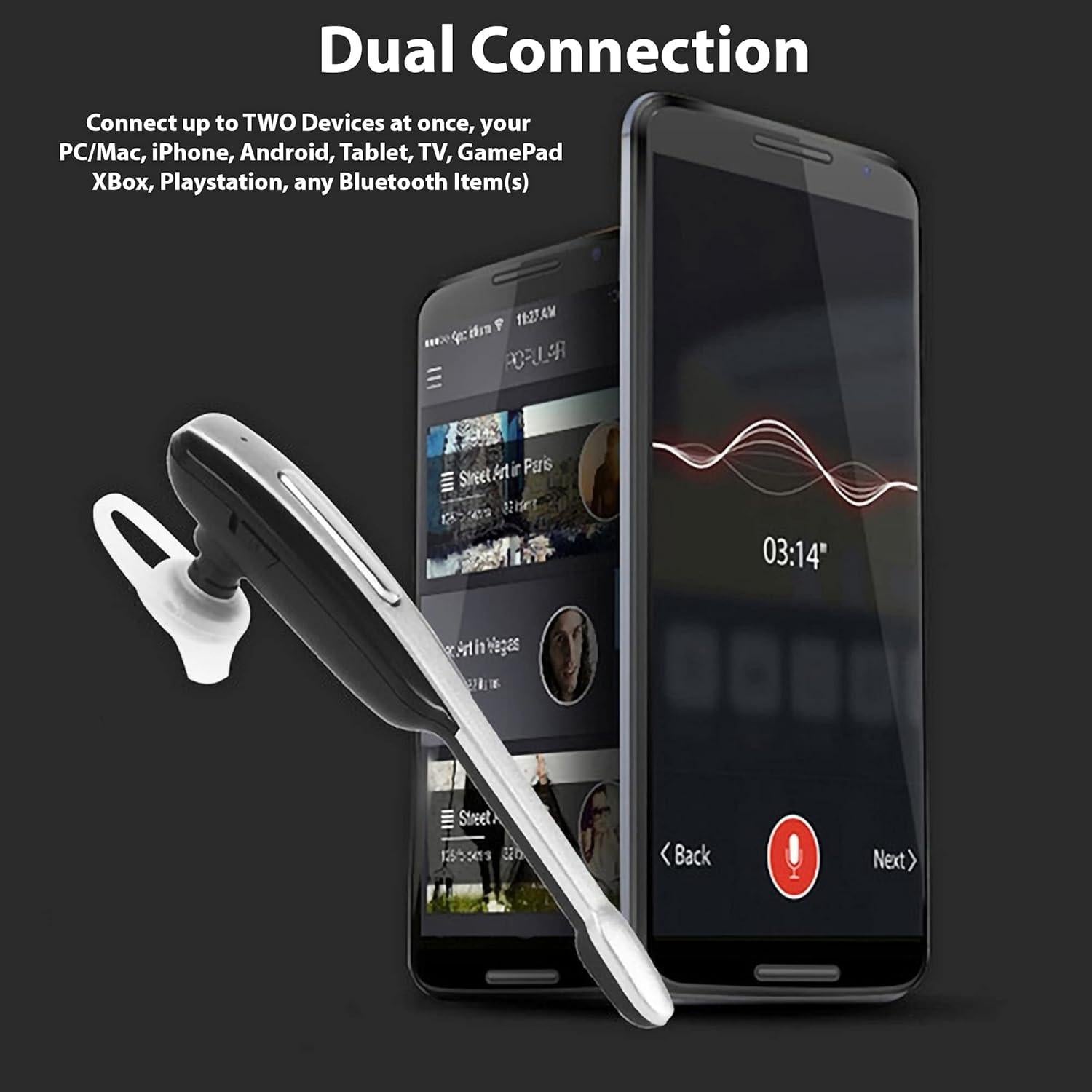 Auricular Inalámbrico Bluetooth TEK STYZ HM1000 con Cancelación de Ruido