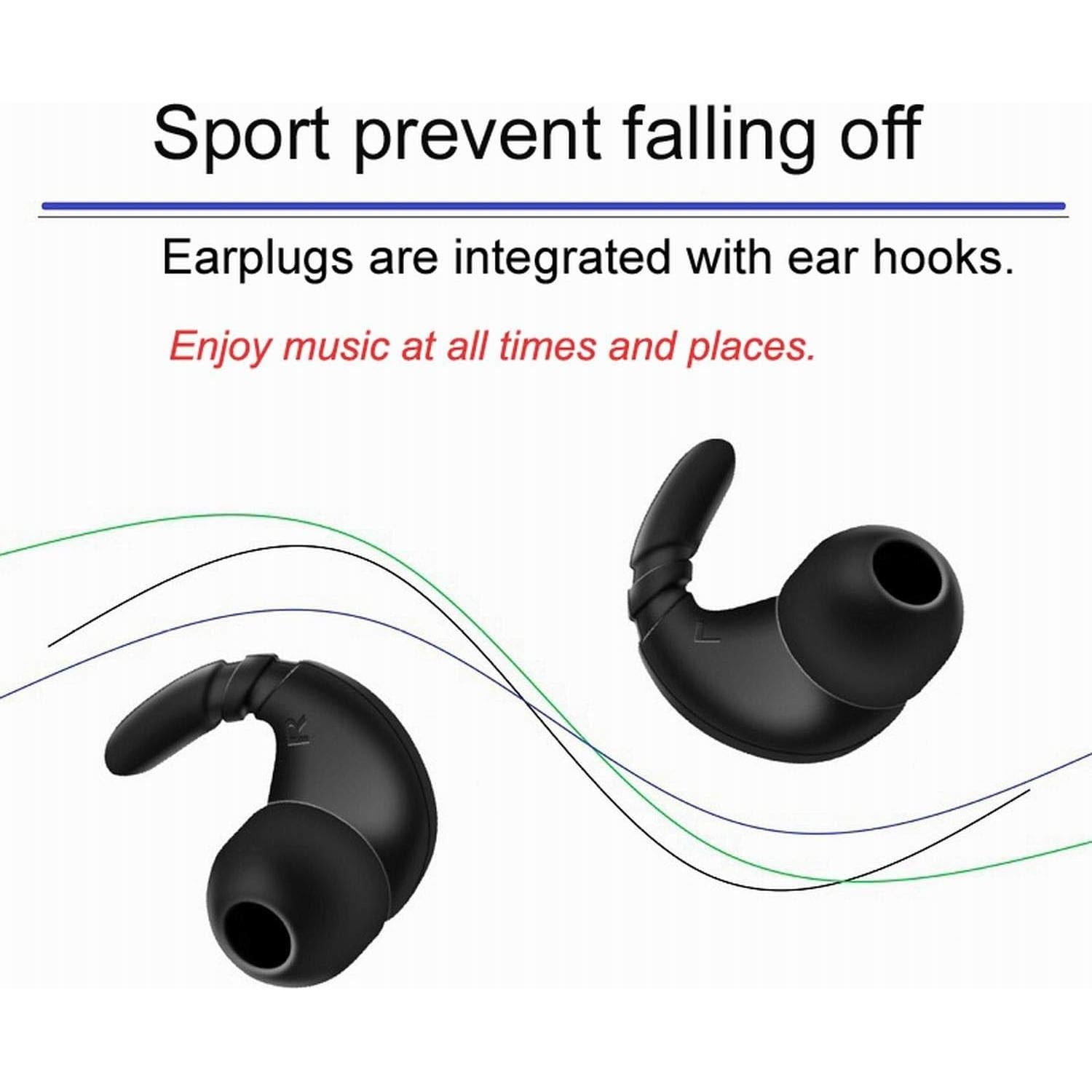 Sports Earbuds Tips Replacement Ear Fins Wingtips Noise Isolation Replacement Eartips Adapters for in Ear Earphones 4mm to 6mm Nozzle Attachment 3 Pairs Left & Right, Balck