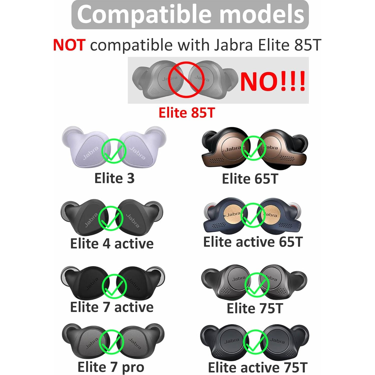 6 Pares Puntas de Silicona Jabra Elite 3/4/7 Pro/Active Gris