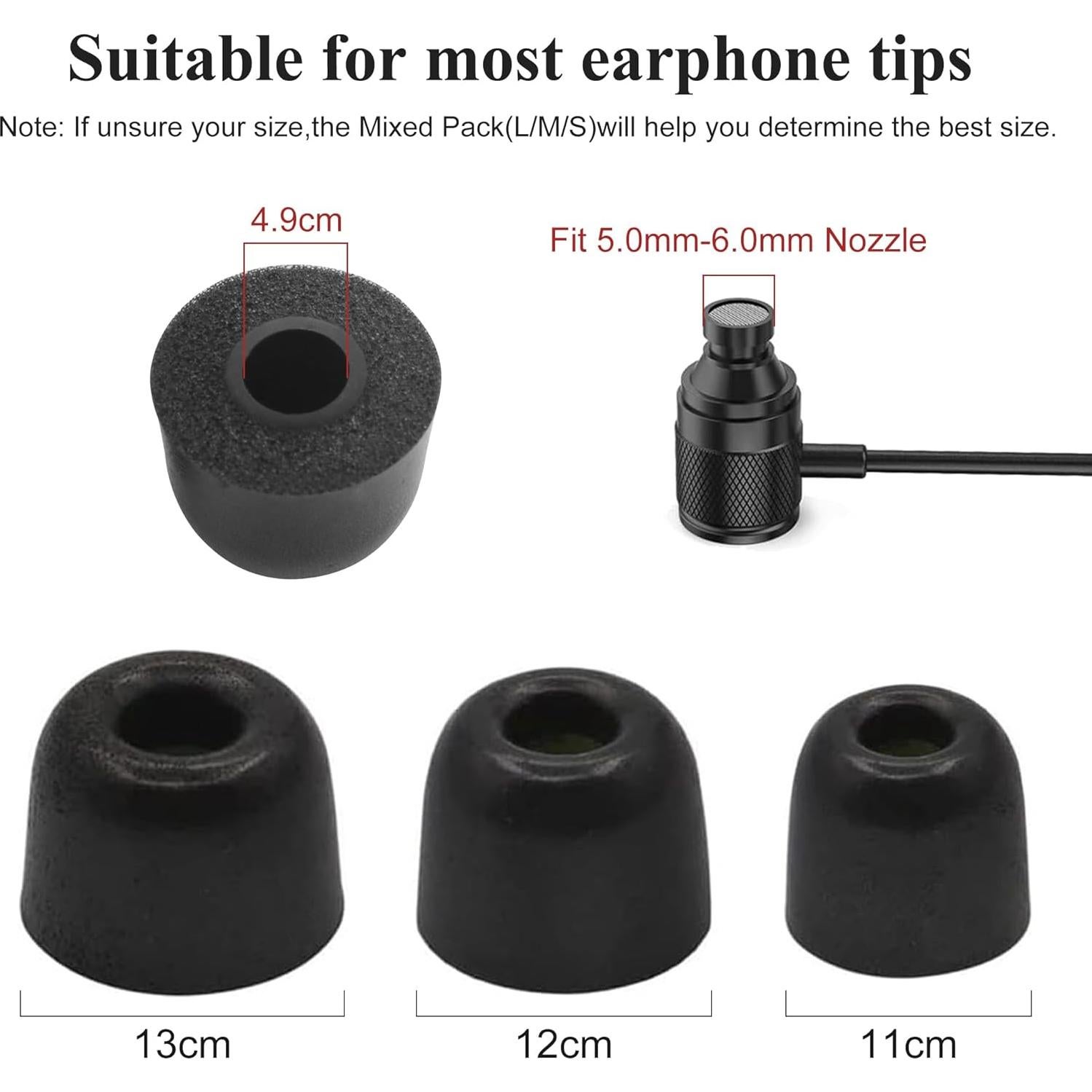 6 Pares Puntas de Espuma de Memoria para Auriculares 5-6mm