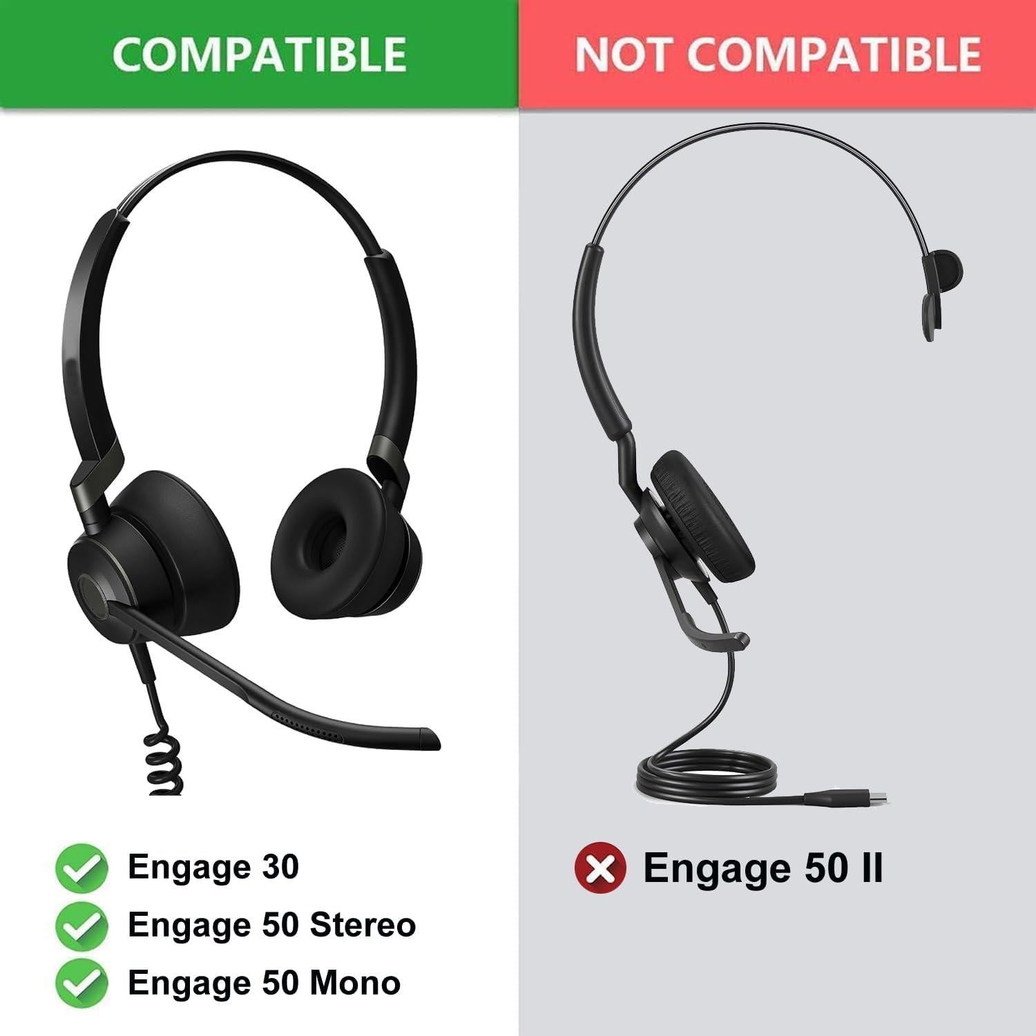 Almohadillas de oído Defean para Jabra Engage 30 y 50 - Kit 4 piezas