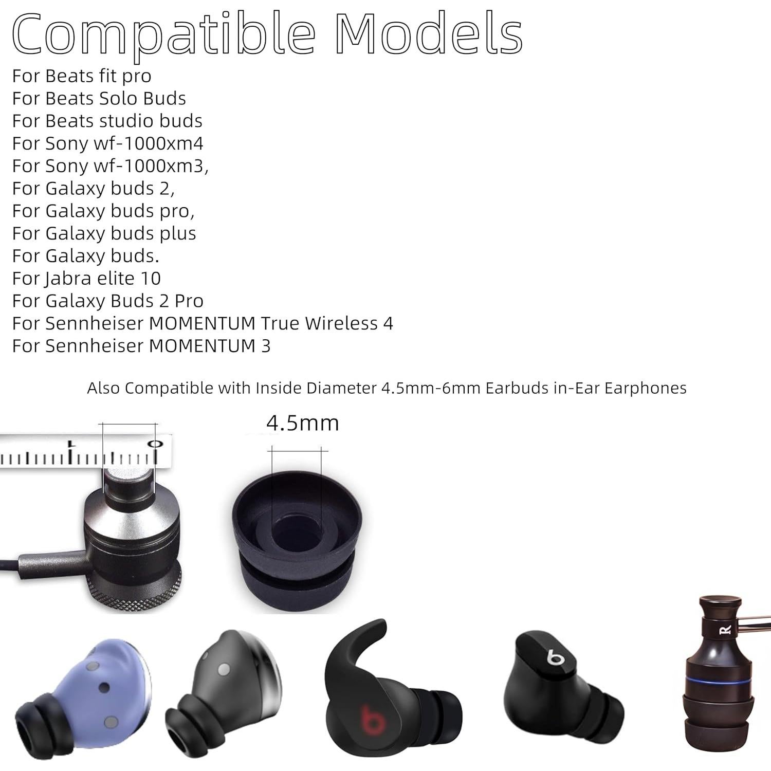 Consejos de Silicona Doble Brida Aginkgo para Auriculares Beats Fit Pro y Más - 12 Piezas S/M/L