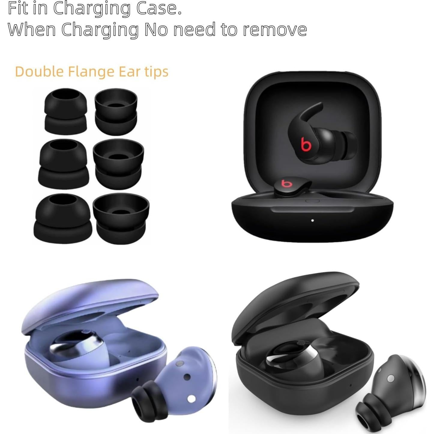 Consejos de Silicona Doble Brida Aginkgo para Auriculares Beats Fit Pro y Más - 12 Piezas S/M/L