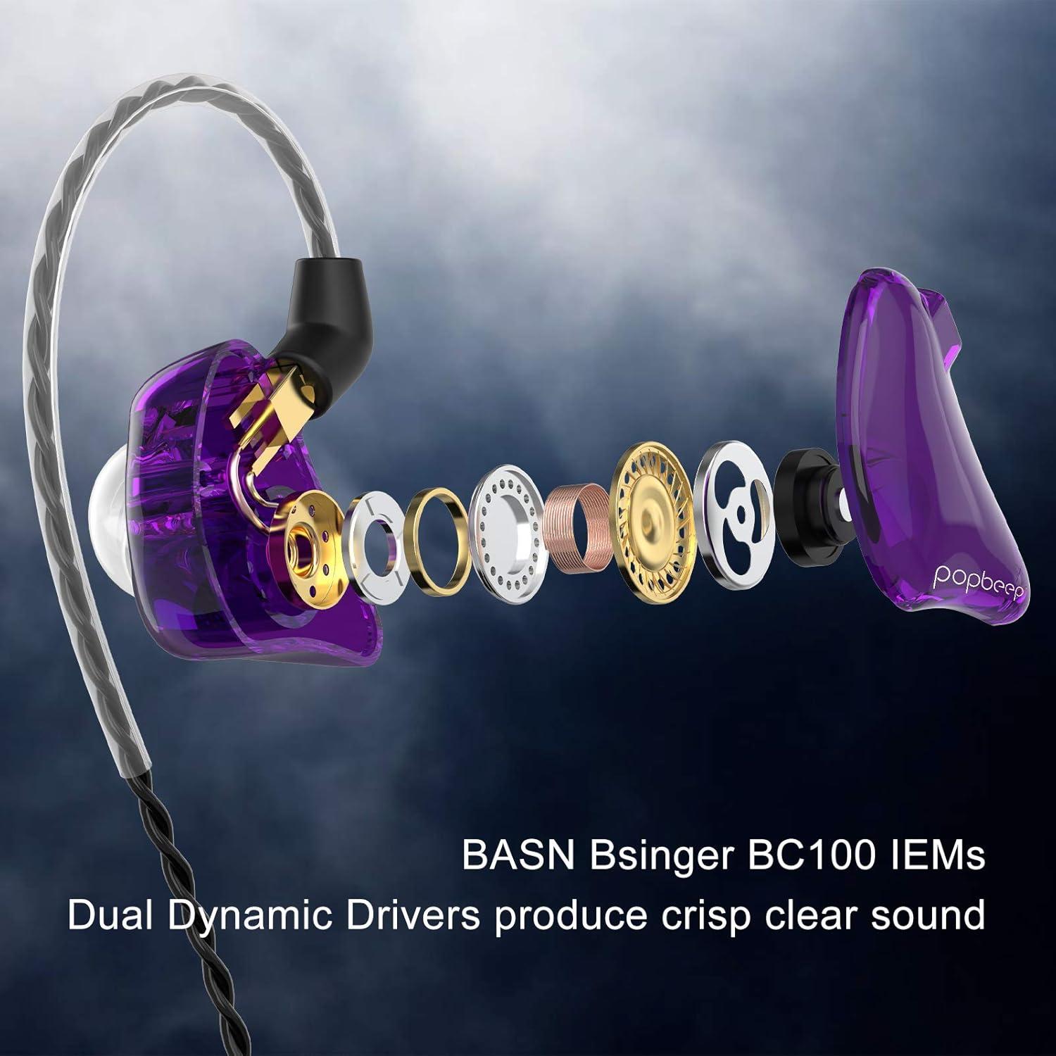Auriculares In-Ear BASN Bsinger BC100 Púrpura con Cable Desmontable