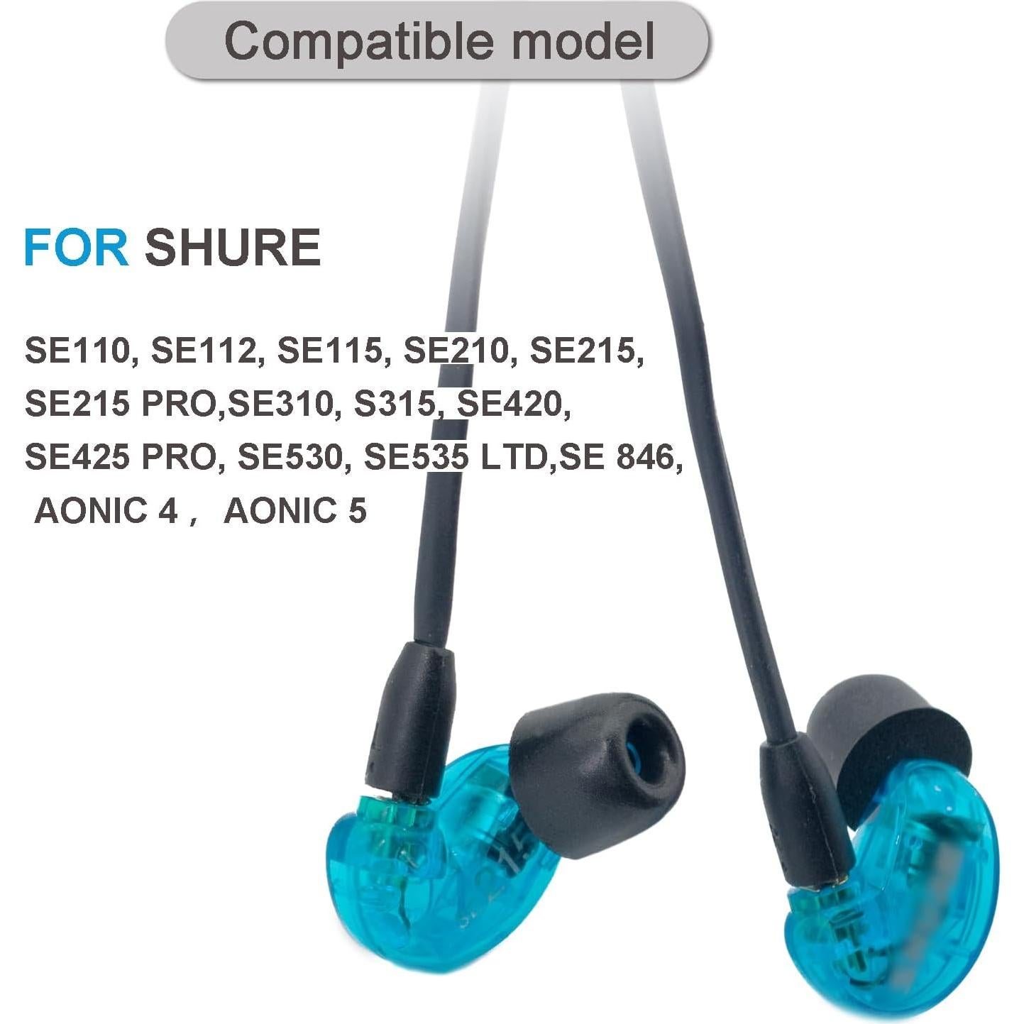 Puntas de Espuma Memoria Klowcok para Auriculares Shure SE215 SE425 SE535 - 3 Pares Medianos