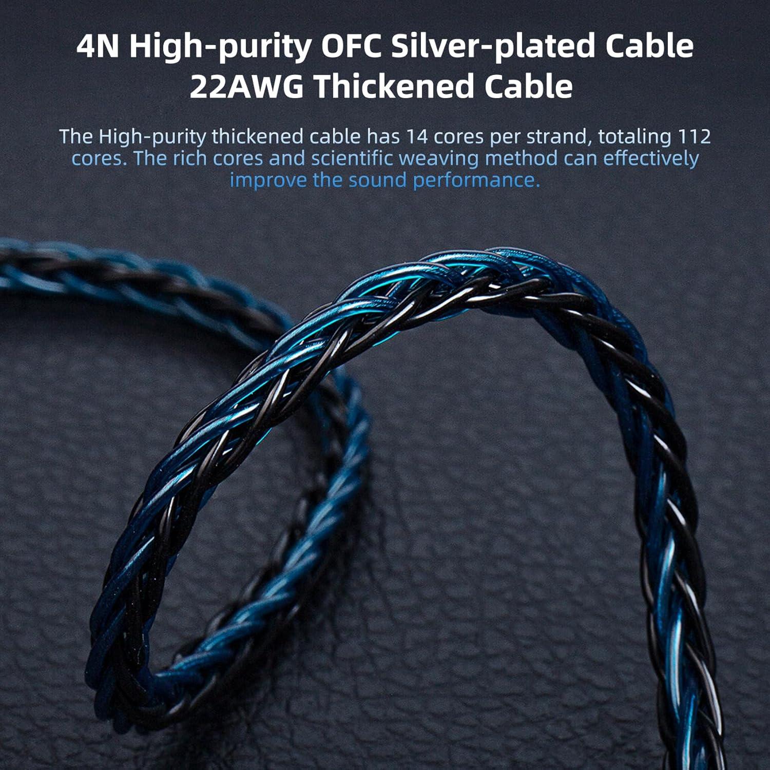 Cable de Monitor In-Ear KBEAR ST12 Plus 2M MMCX 3.5mm Gris