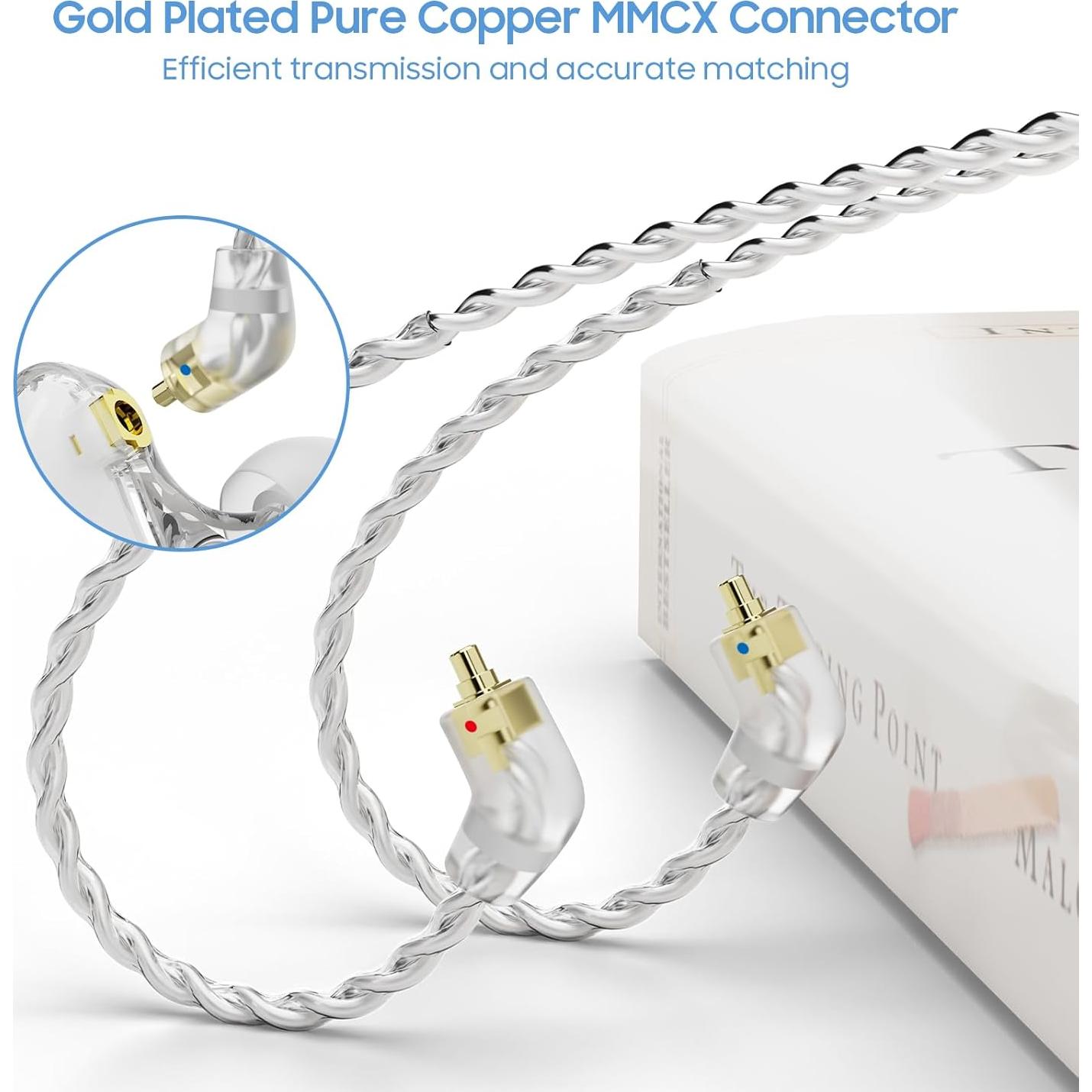 Cable de Auriculares BASN SC100-MMCX Blanco 1.5m Desmontable