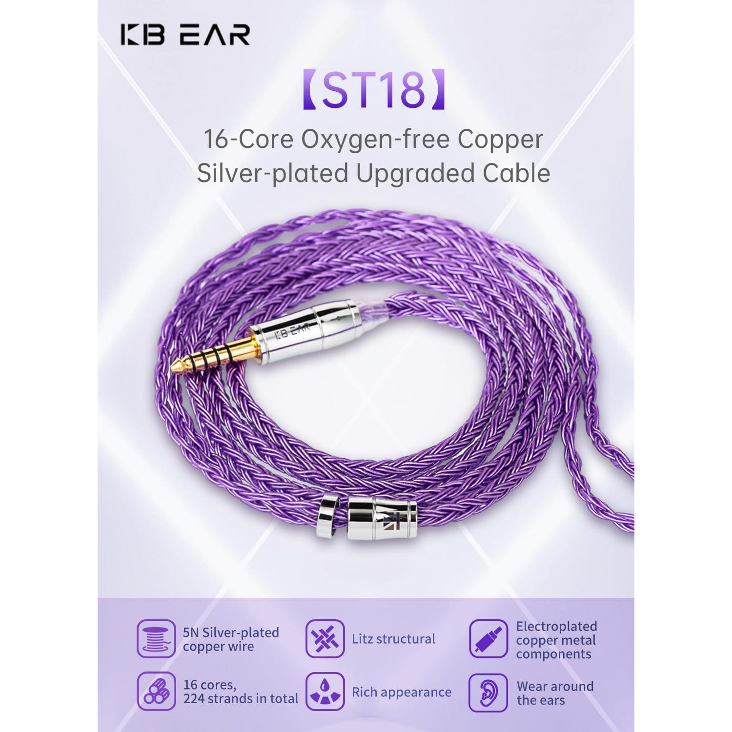 Cable IEM KBEAR ST18 1.2m MMCX 3.5mm para Auriculares