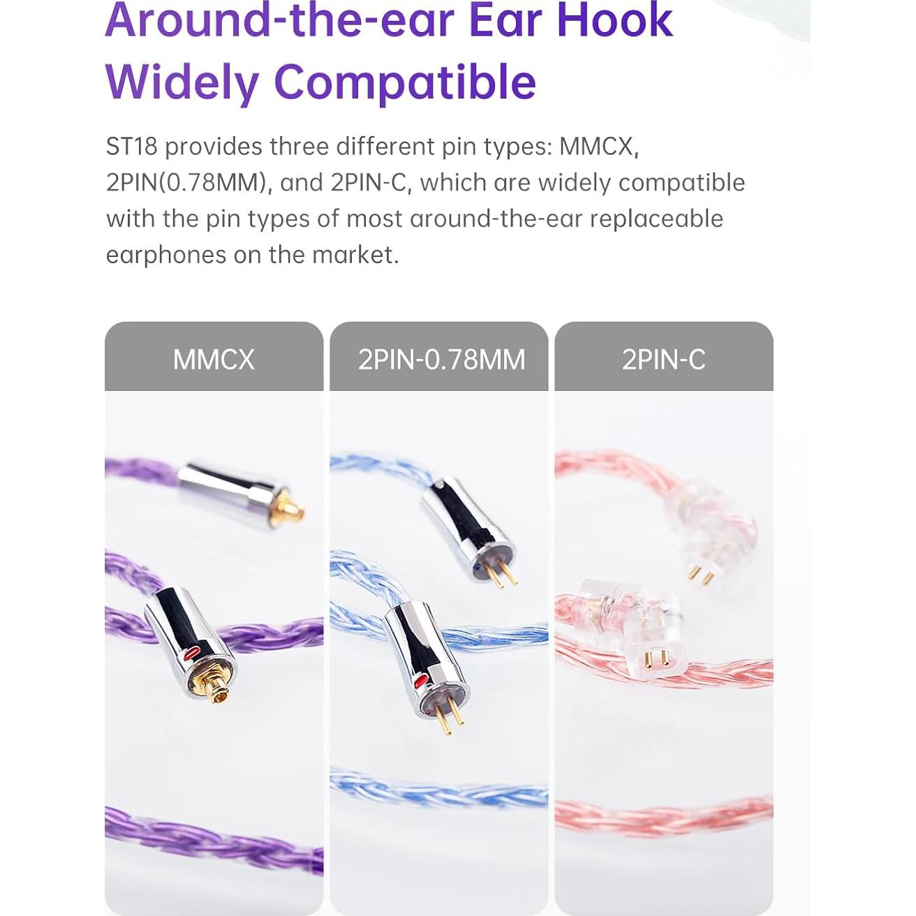 Cable IEM KBEAR ST18 1.2m MMCX 3.5mm para Auriculares