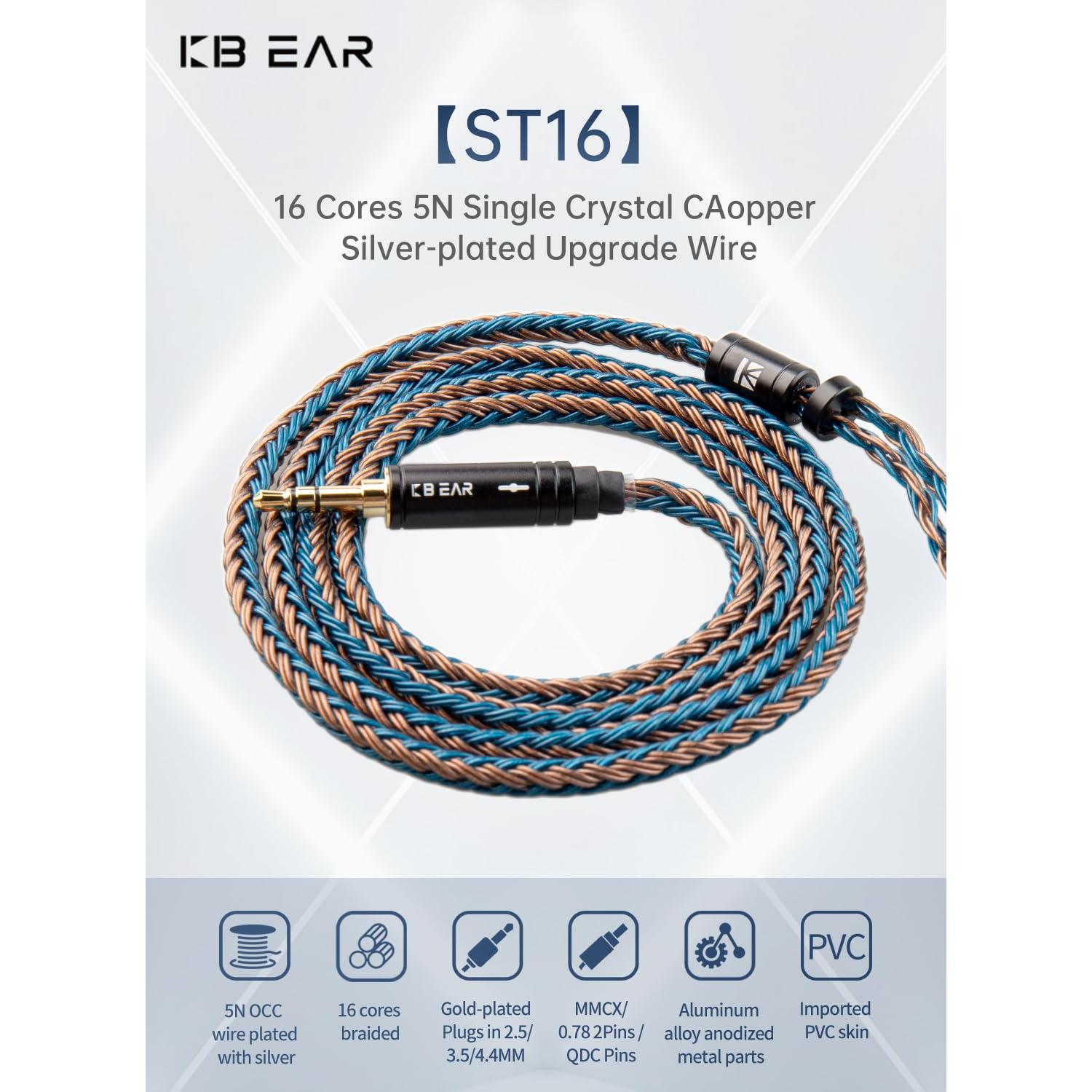 Cable MMCX KBEAR ST16 Plus 2m para Auriculares IEM