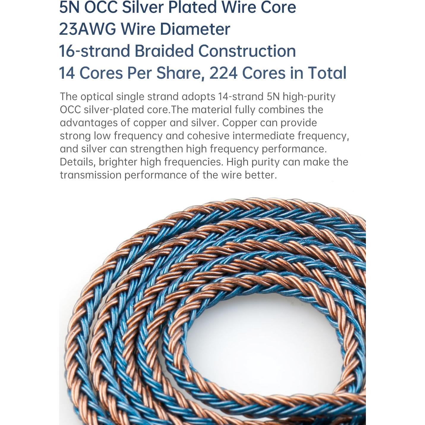 Cable MMCX KBEAR ST16 Plus 2m para Auriculares IEM