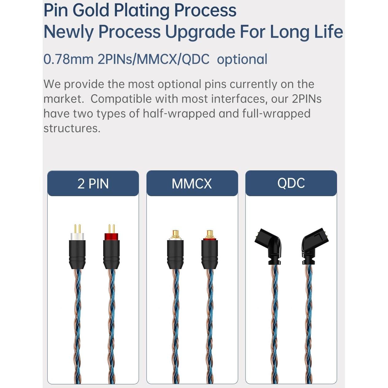 Cable MMCX KBEAR ST16 Plus 2m para Auriculares IEM