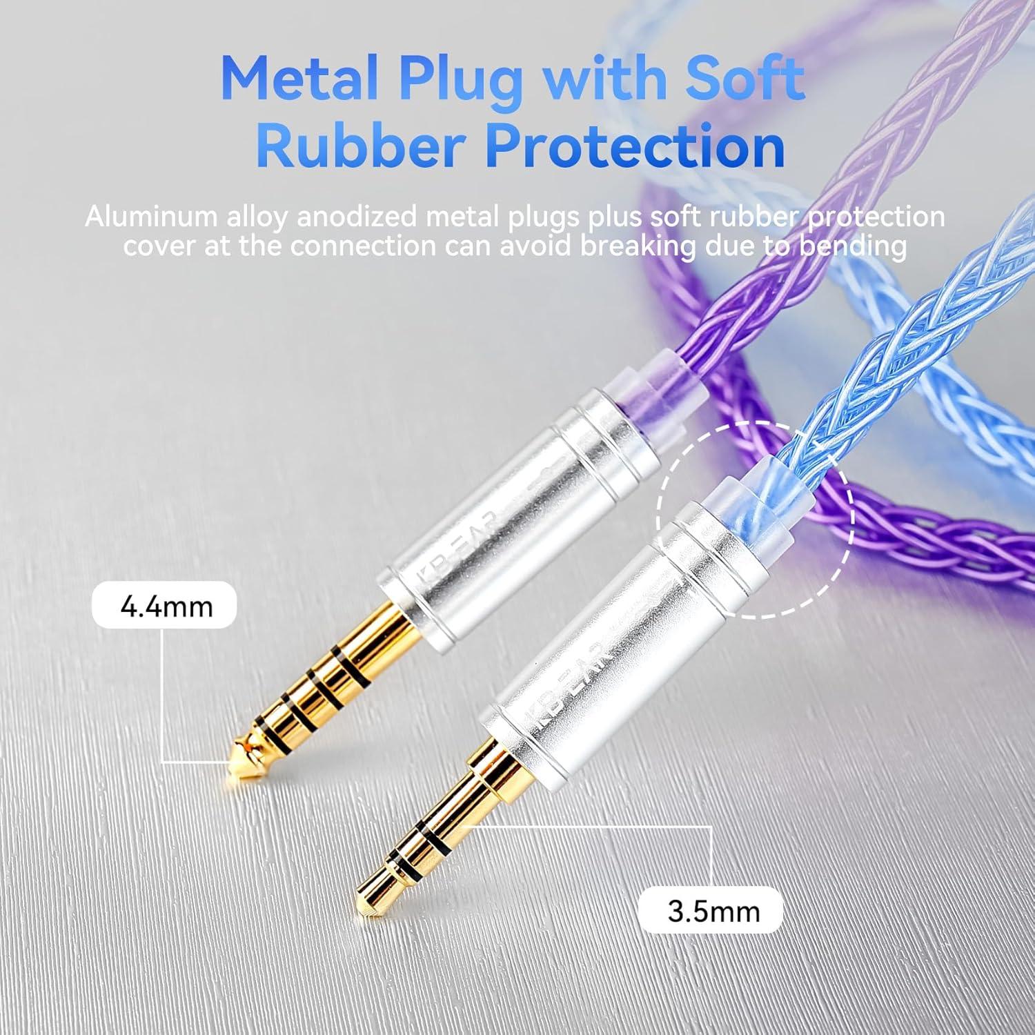 Cable IEM KBEAR ST12 Plus 2m Plateado 3.5mm 8-Hebras OFC