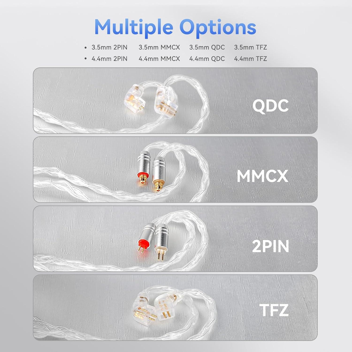 Cable IEM KBEAR ST12 Plus 2m Plateado 3.5mm 8-Hebras OFC