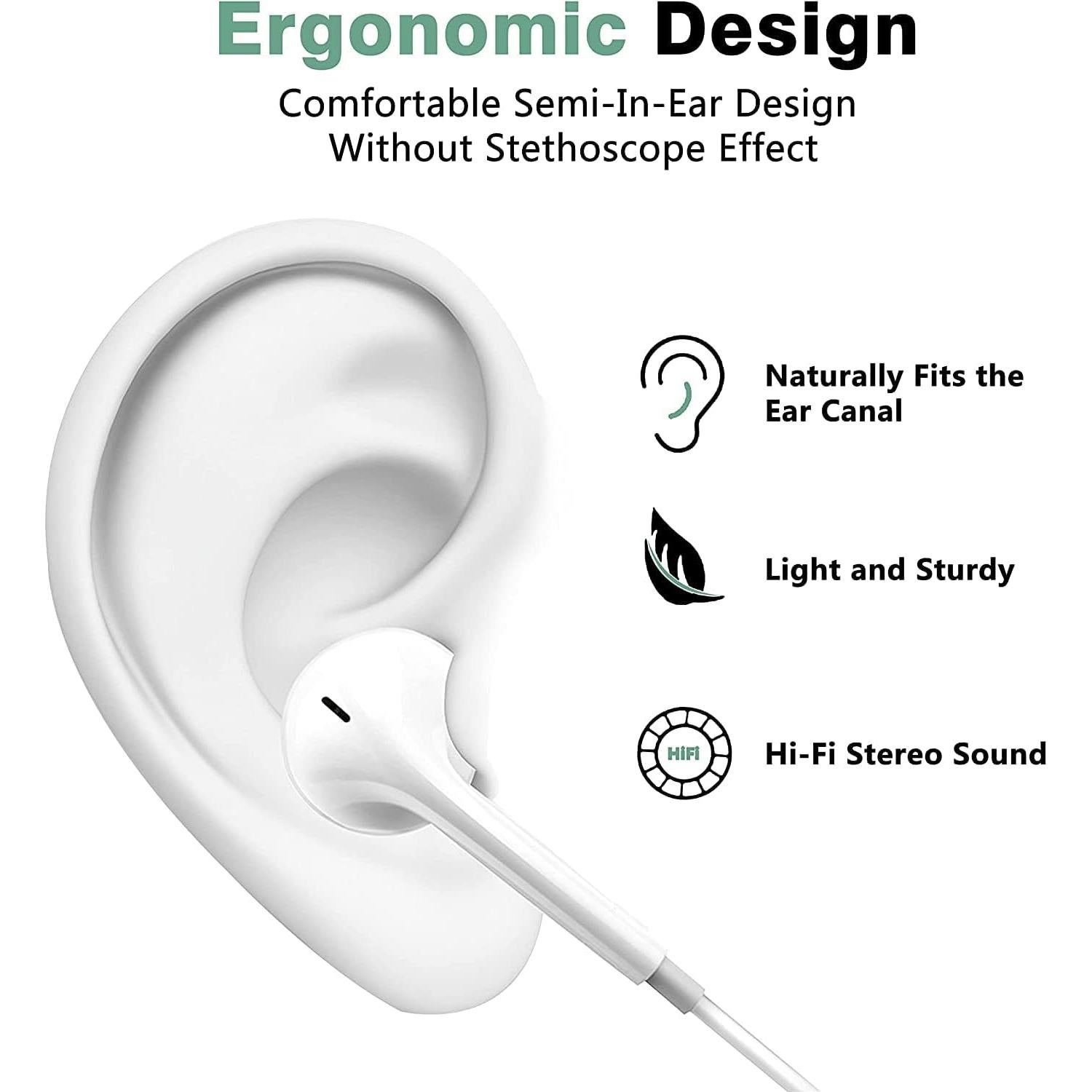 Auriculares con Cable Toperson 3.5mm - Paquete de 2, Blanco