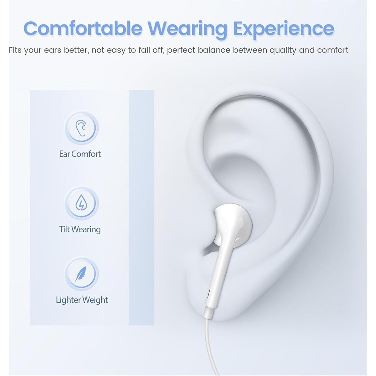 Auriculares con cable Nvnceiw 3.5mm - Paquete de 2, Blanco