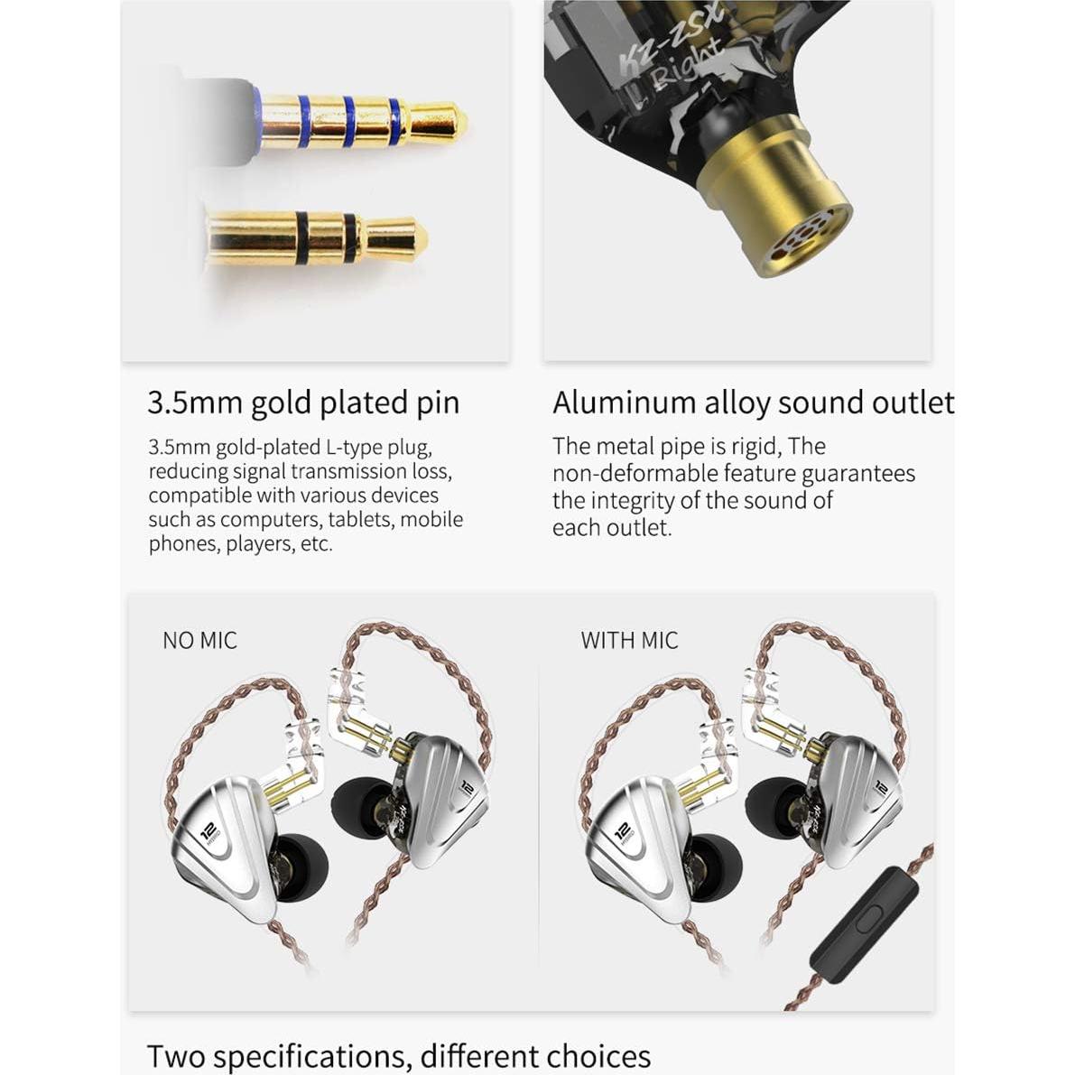 Auriculares In-Ear KZ ZSX 1DD+5BA HiFi Aislante Ruido Negro