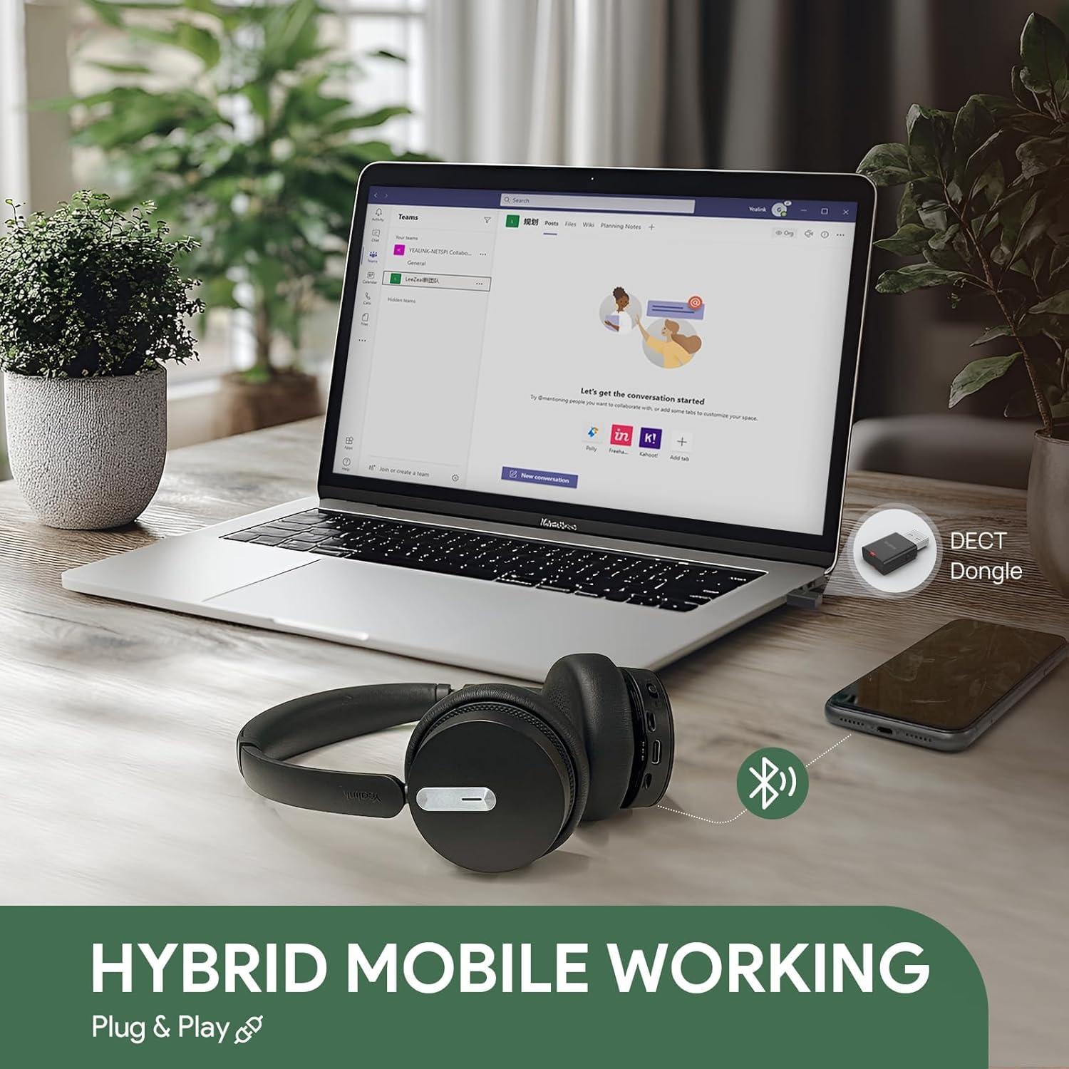 Auricular Inalámbrico Yealink WH64 DECT Bluetooth 150m 32h