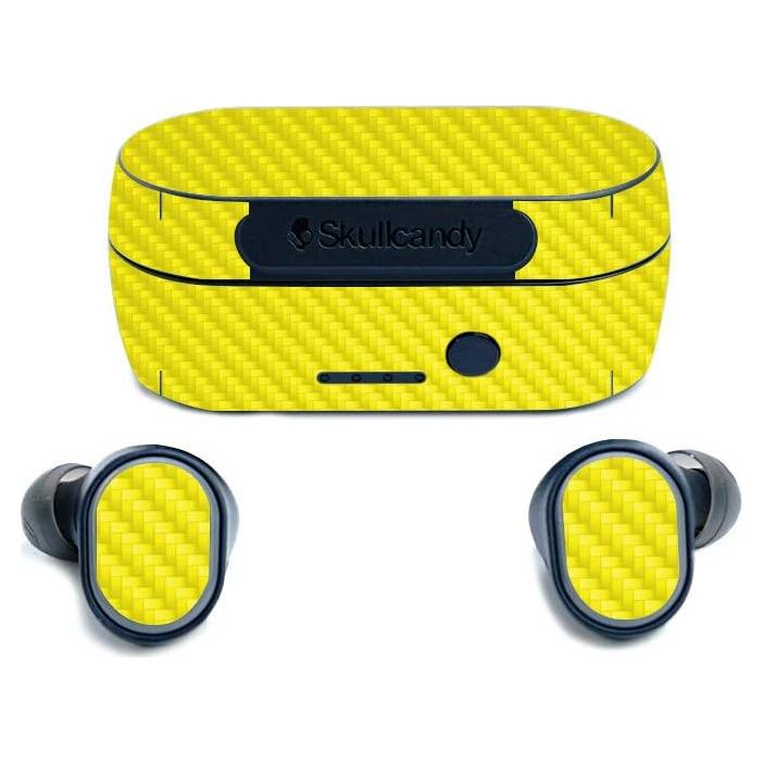 Piel de Fibra de Carbono Amarilla MightySkins para Auriculares Skullcandy Sesh
