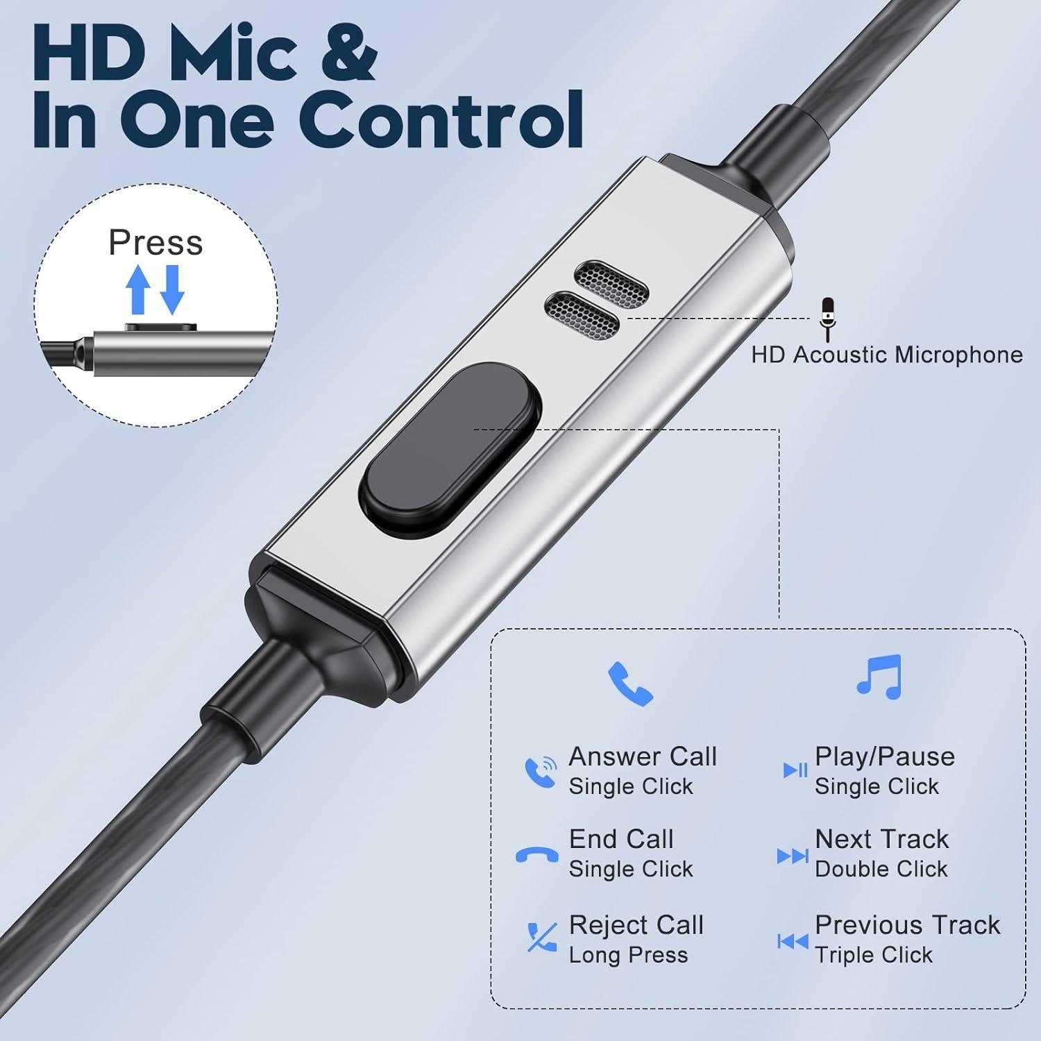 Auriculares Intrauditivos Yatloml EP610 Plata con Micrófono