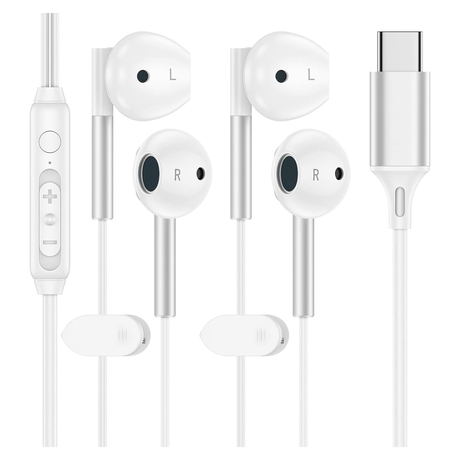 Auriculares USB C con Micrófono y Control de Volumen - Compatibles con iPhone 16 Pro Max y Samsung Galaxy S25 Ultra