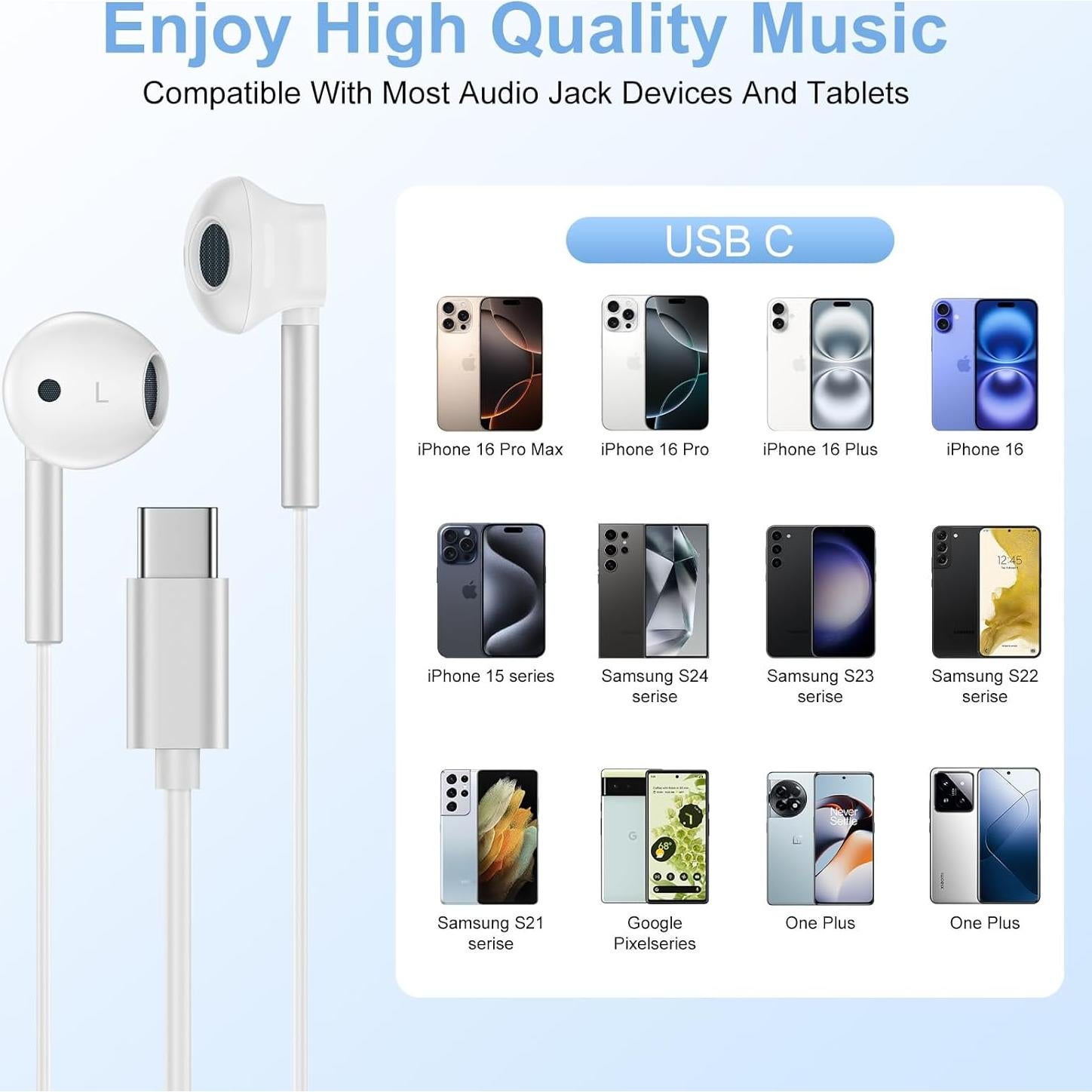 Auriculares USB C S25 Ultra con Micrófono y Control Remoto