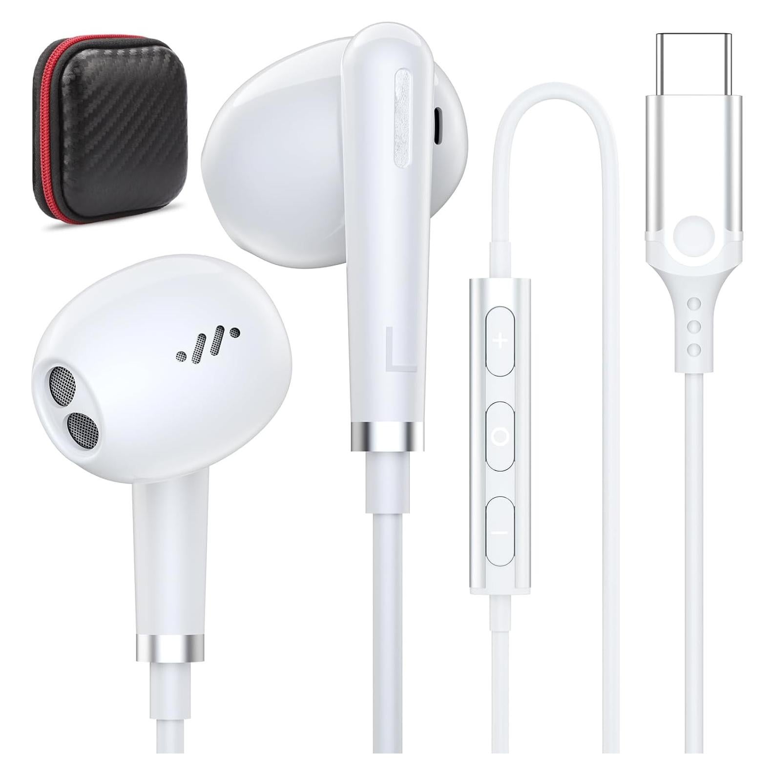 Auriculares USB C COOYA HiFi In-Ear con Micrófono Blanco
