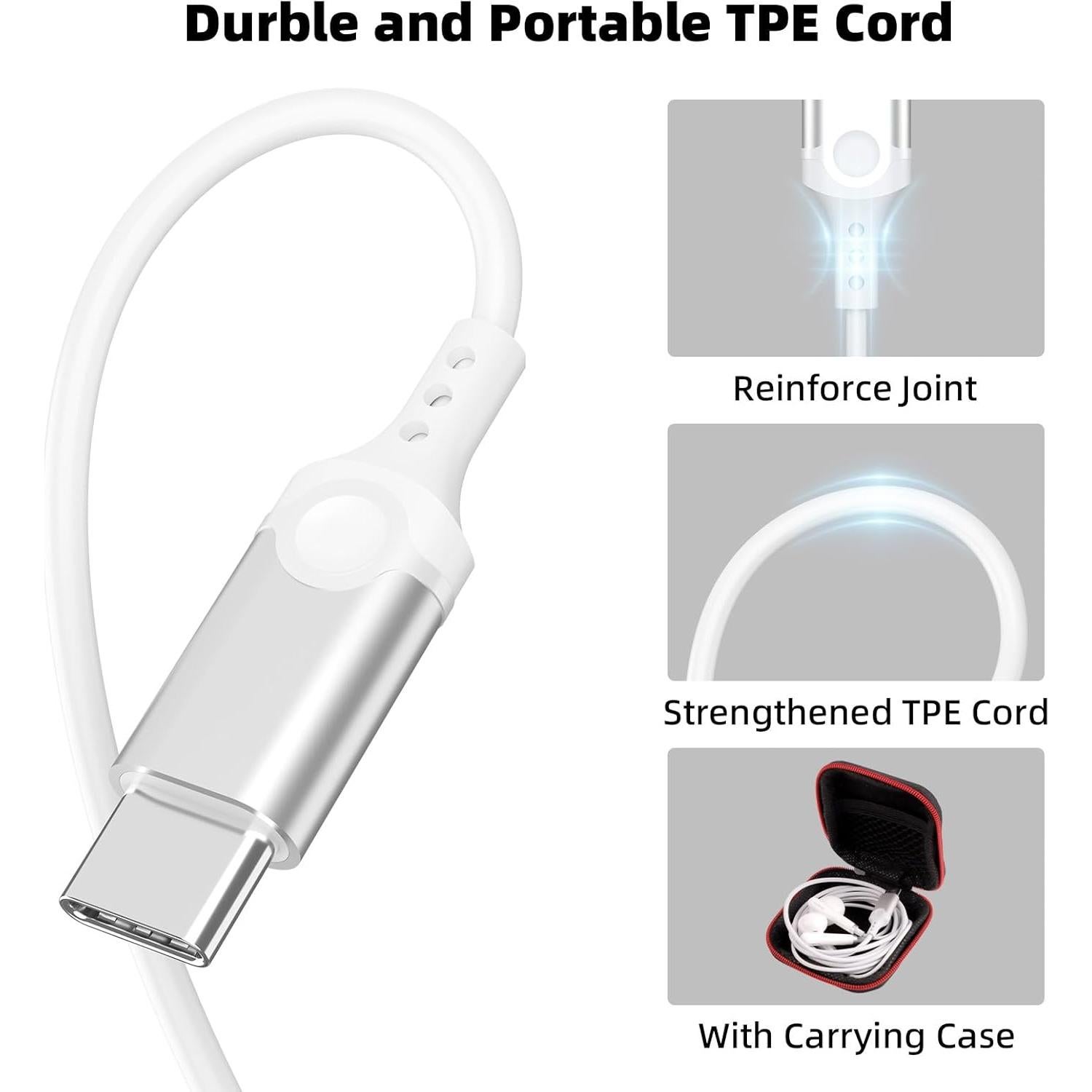 Auriculares USB C COOYA HiFi In-Ear con Micrófono Blanco