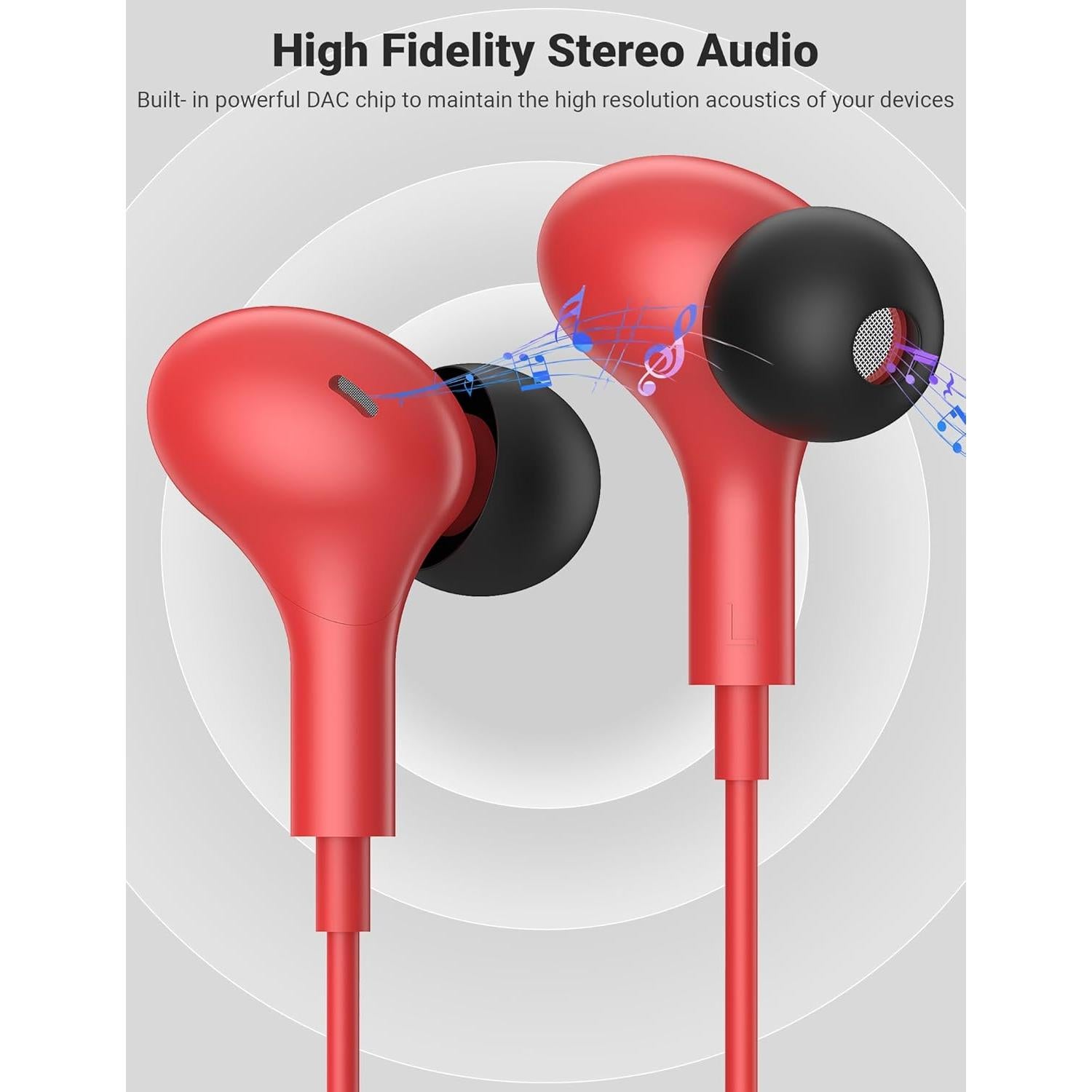 Auriculares USB C In Ear Bonitos con Micrófono y Control de Volumen