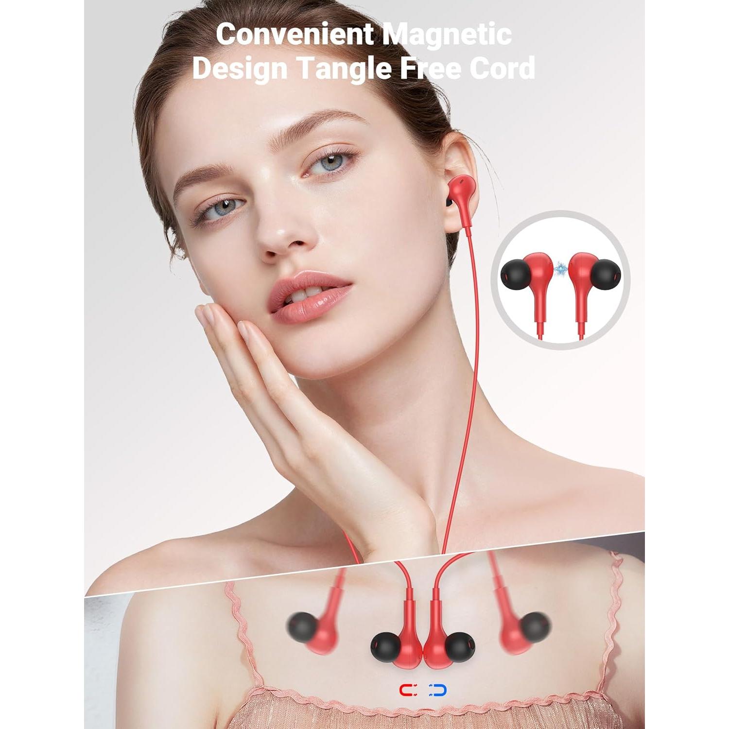 Auriculares USB C In Ear Bonitos con Micrófono y Control de Volumen