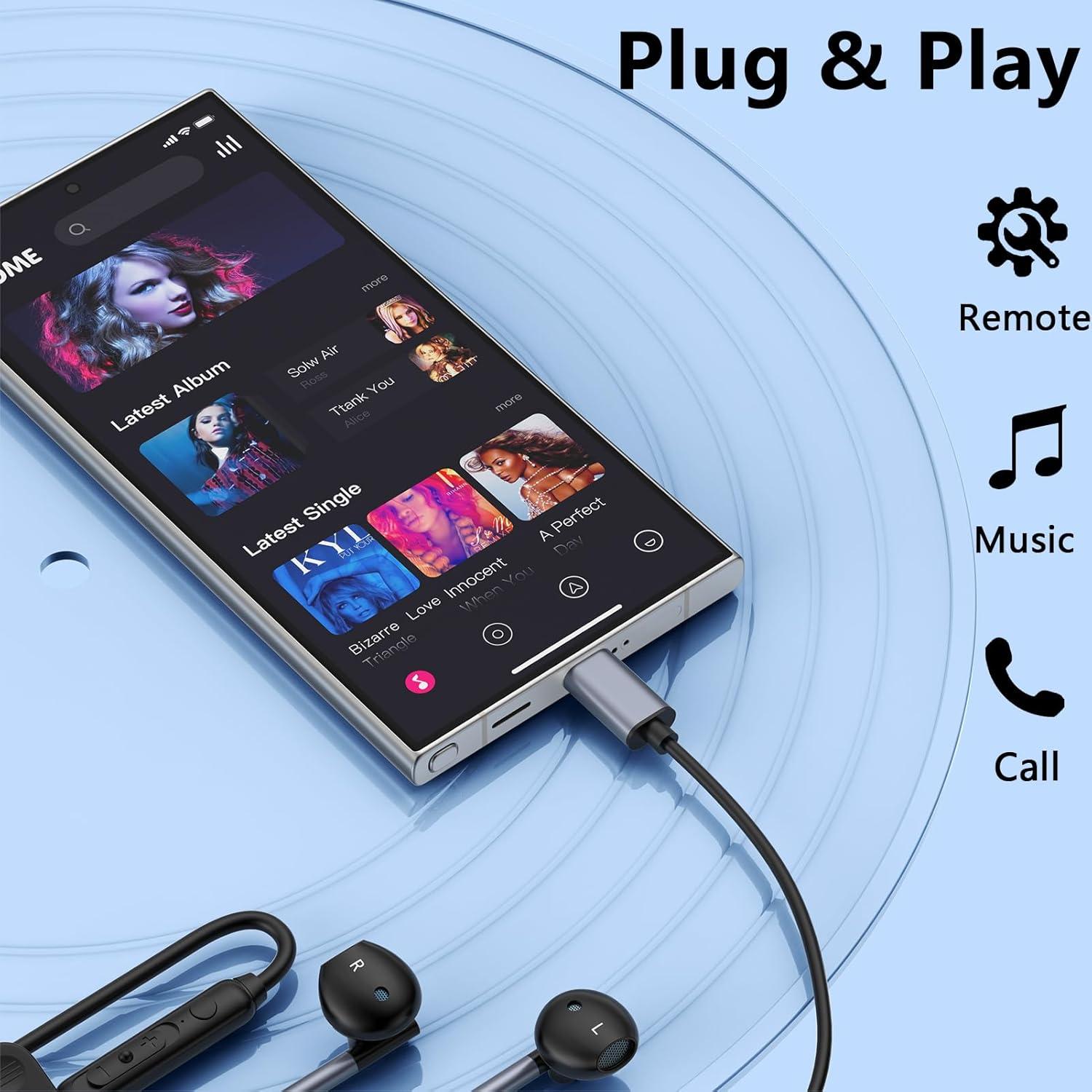 Auriculares USB C In-Ear CIQILY con Micrófono y Control Volumen