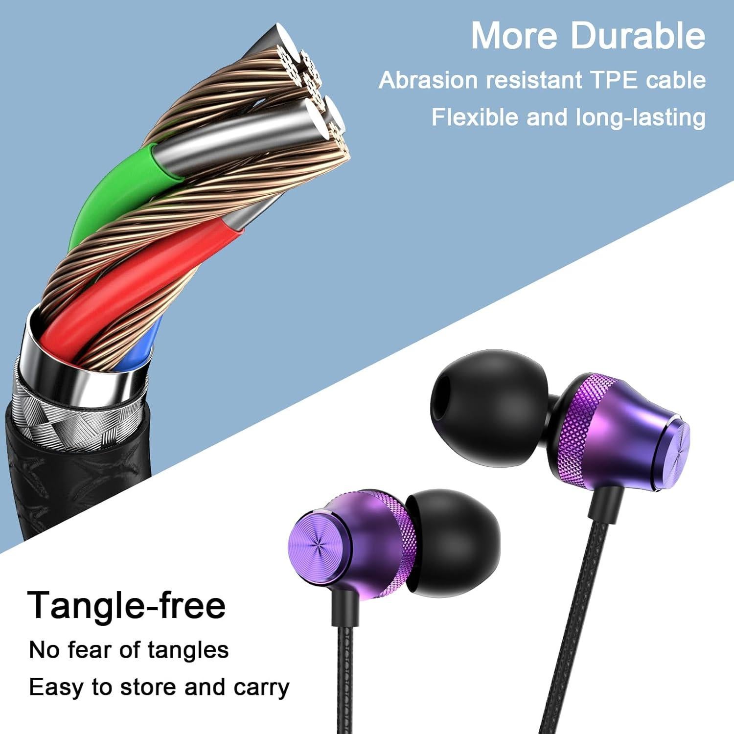 Auriculares con cable AIAUXAI 3.5mm Rosa Púrpura con micrófono