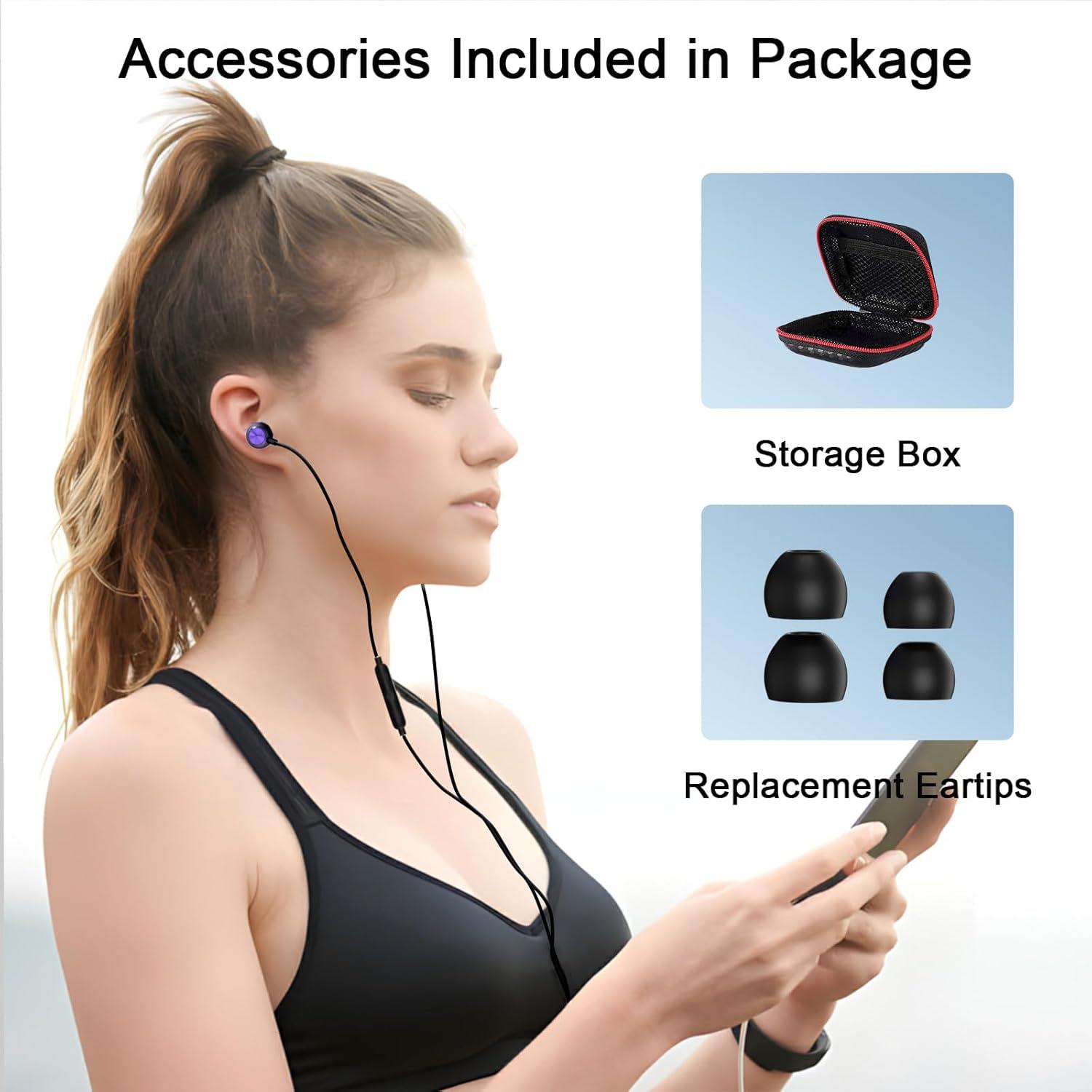 Auriculares con cable AIAUXAI 3.5mm Rosa Púrpura con micrófono