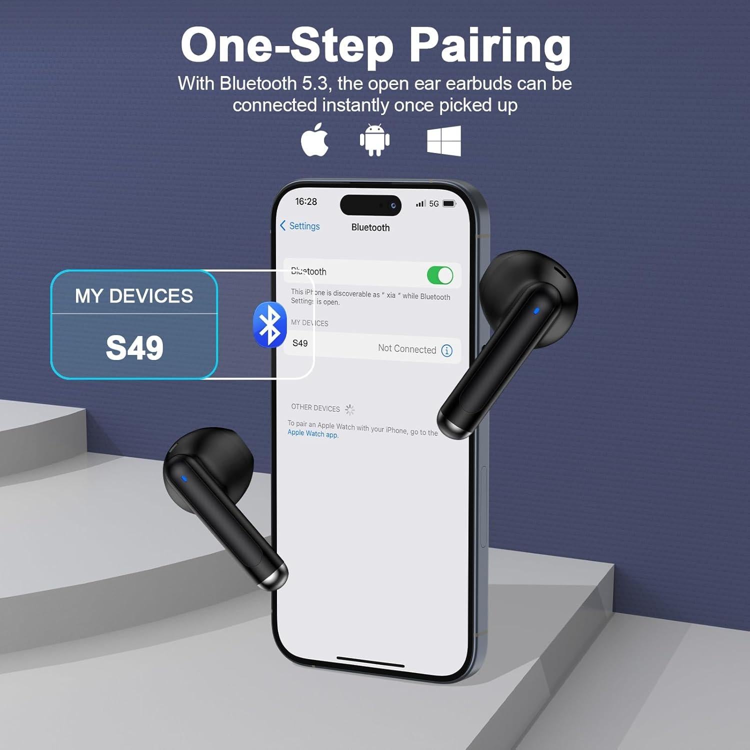 Auriculares Inalámbricos Bluetooth 5.3 S49 con Micrófono y 60H