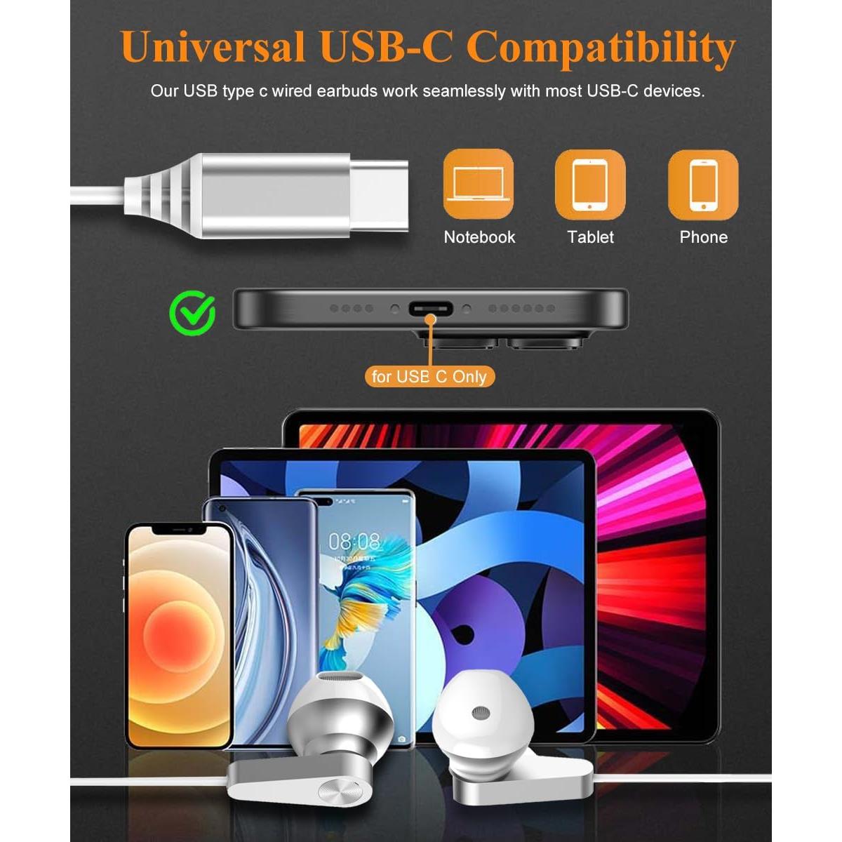 Auriculares USB Tipo C KINDRM KUSBCEJ01 HiFi Estéreo con Micrófono