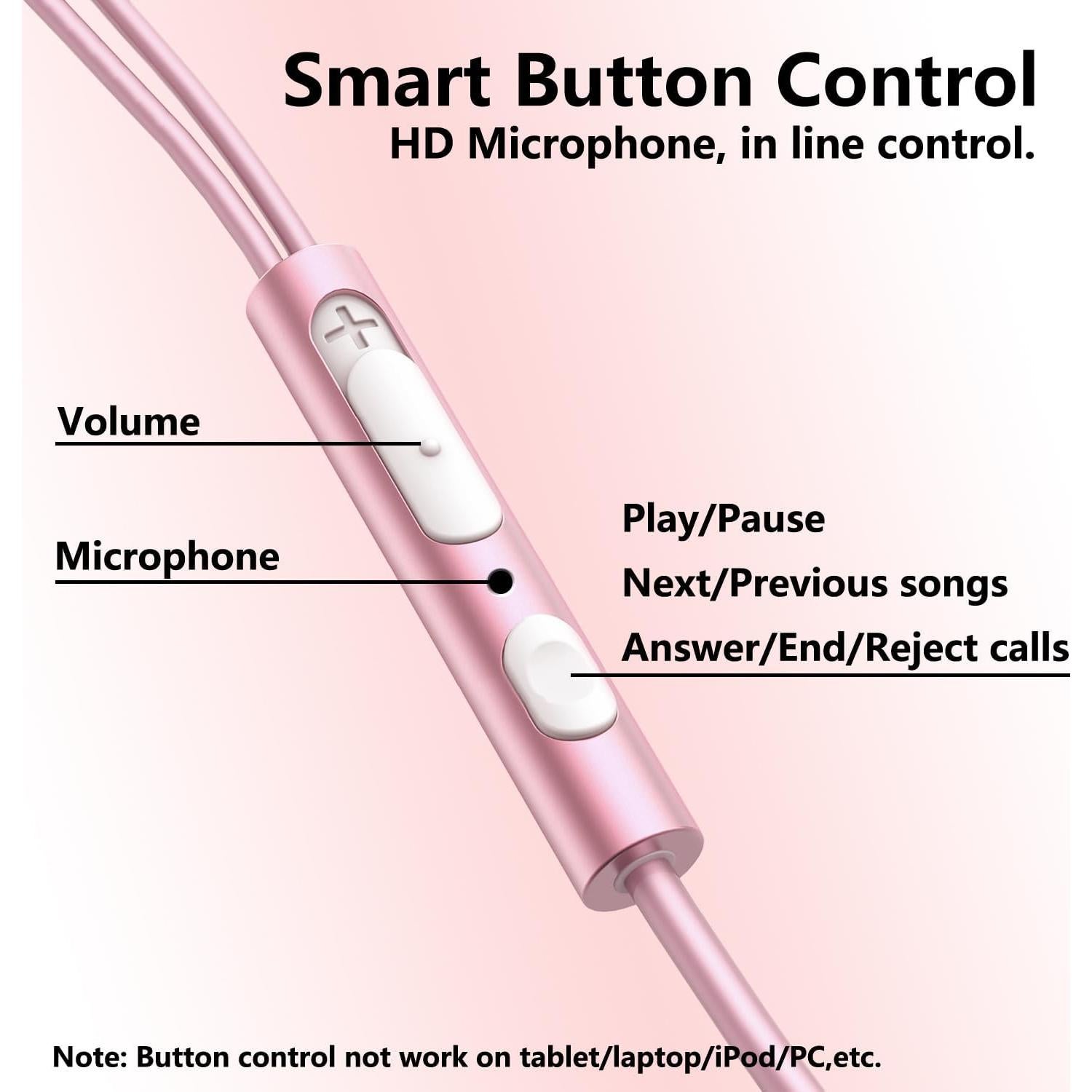 Auriculares USB C In Ear XHTUS T2403 Rosa Oro con Micrófono