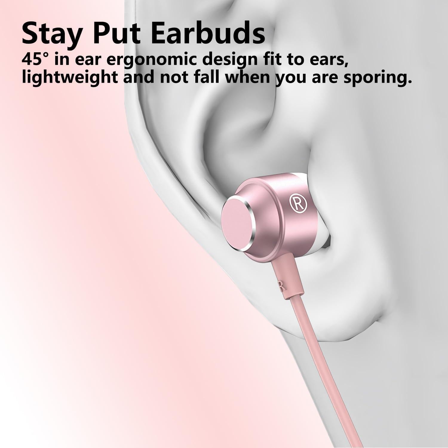 Auriculares USB C In Ear XHTUS T2403 Rosa Oro con Micrófono