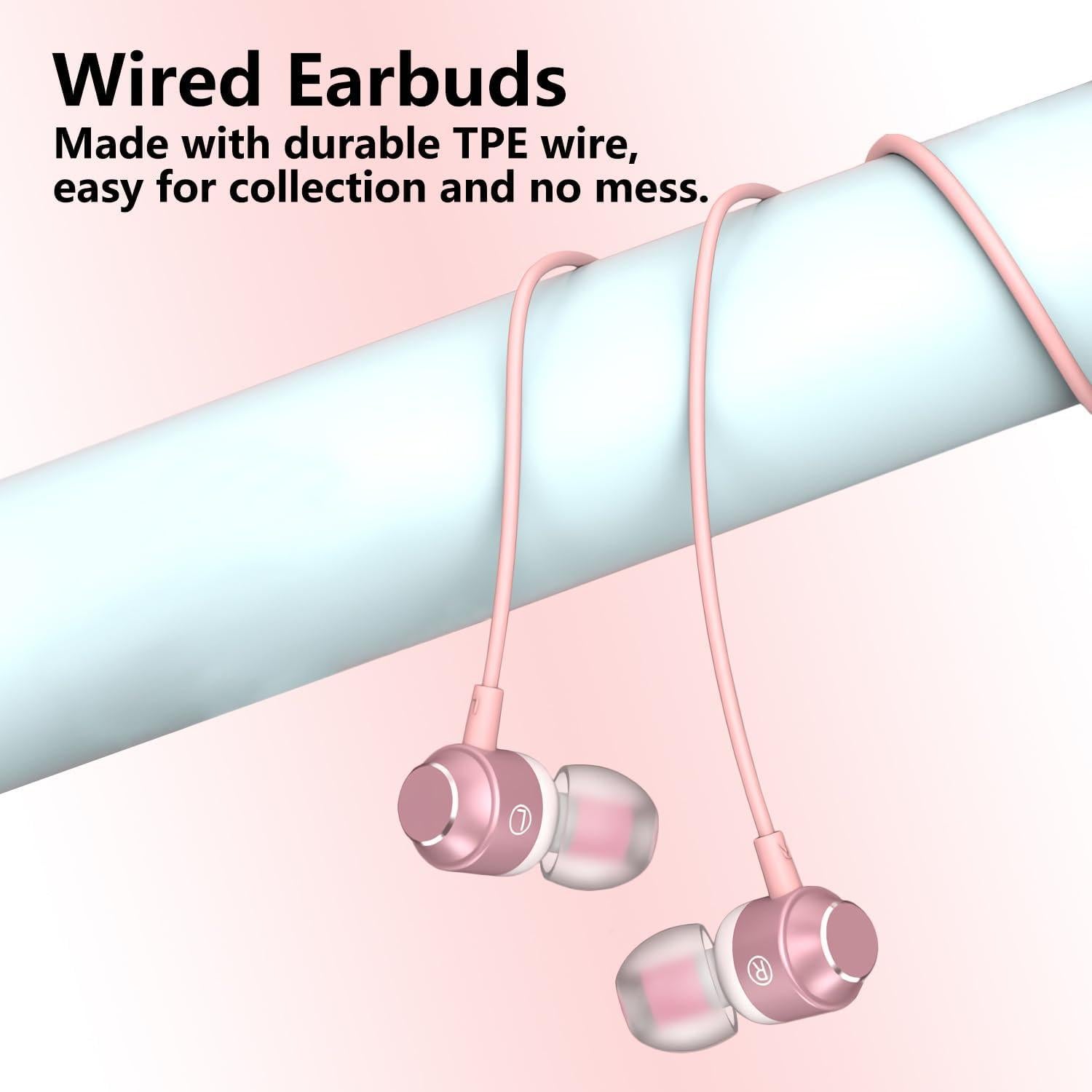 Auriculares USB C In Ear XHTUS T2403 Rosa Oro con Micrófono