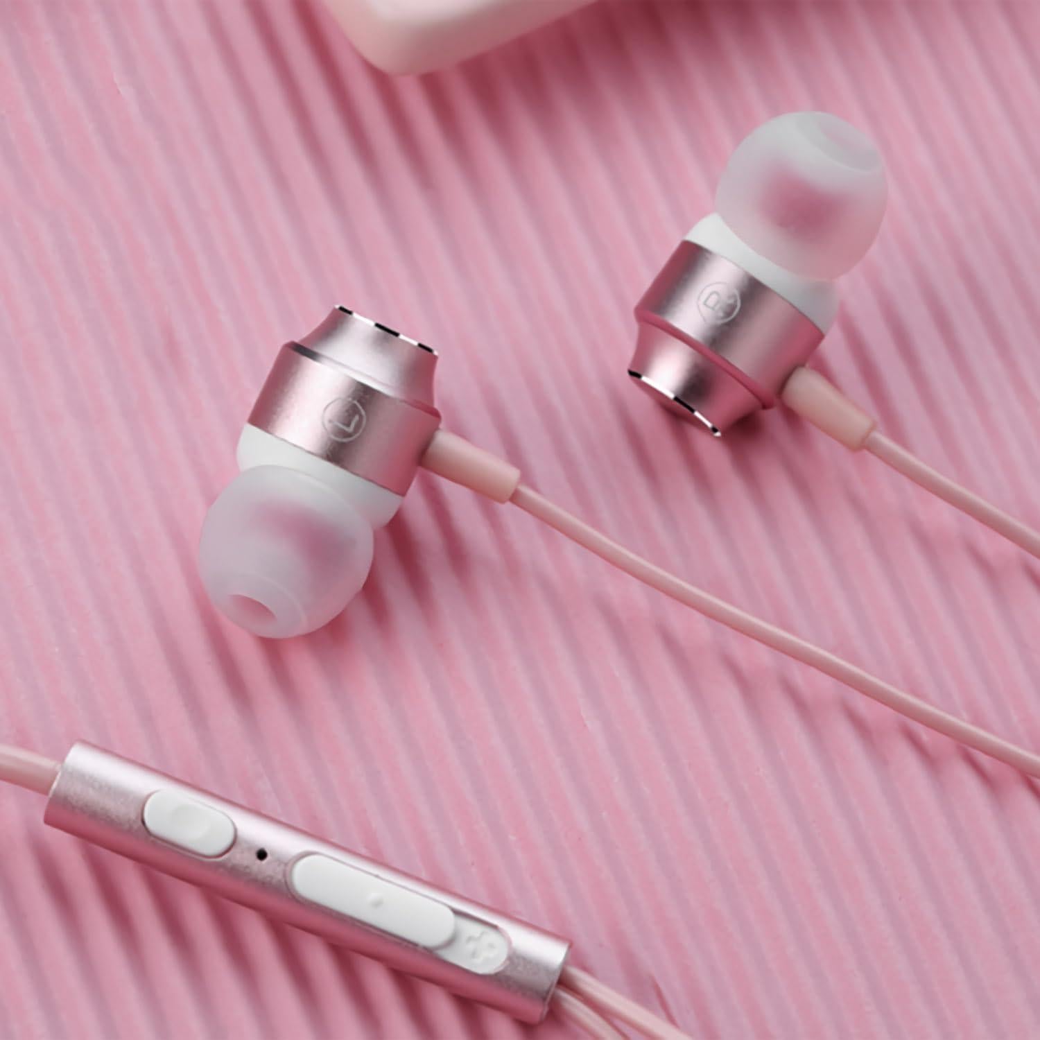 Auriculares USB C In Ear XHTUS T2403 Rosa Oro con Micrófono