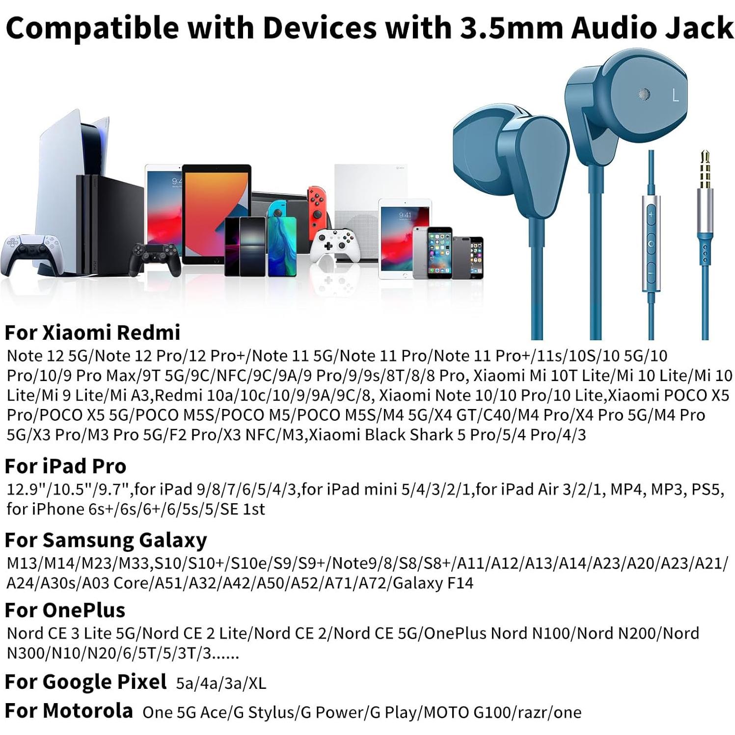 Auriculares con cable 3.5mm ASKUBSKU con micrófono y cancelación de ruido