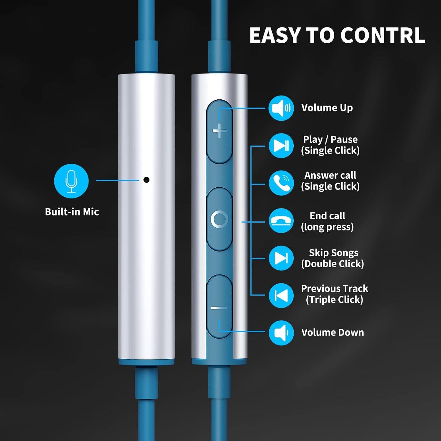 Auriculares con cable 3.5mm ASKUBSKU con micrófono y cancelación de ruido