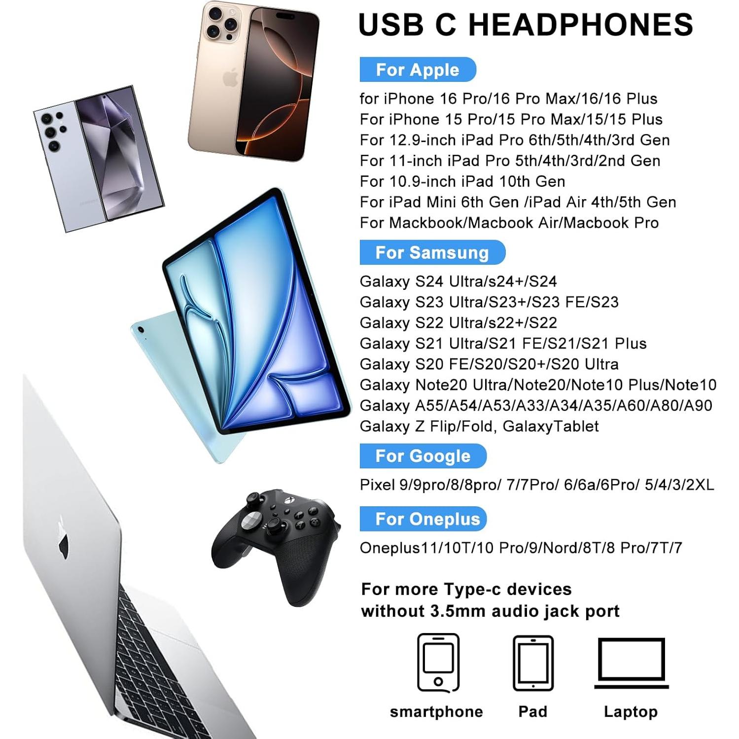 Auriculares USB C Yatloml TC-680 con Micrófono y Control