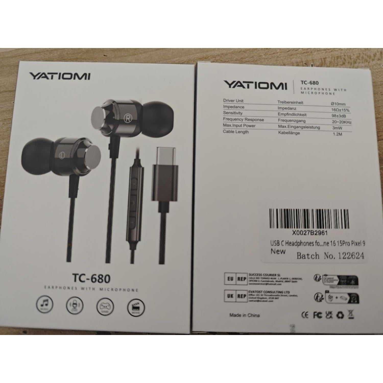 Auriculares USB C Yatloml TC-680 con Micrófono y Control