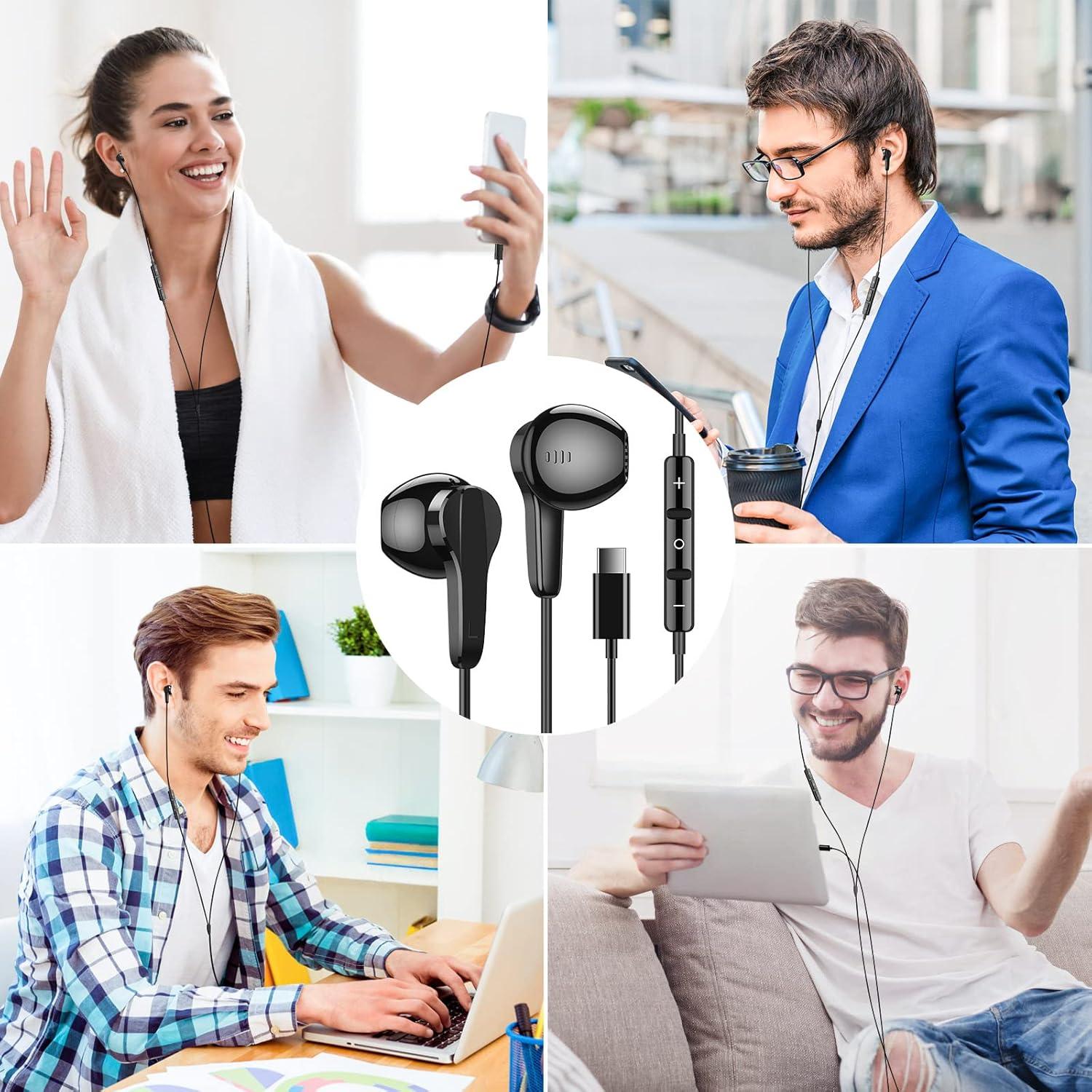 Auriculares USB C ASKUBSKU HiFi Estéreo con Micrófono - Negro