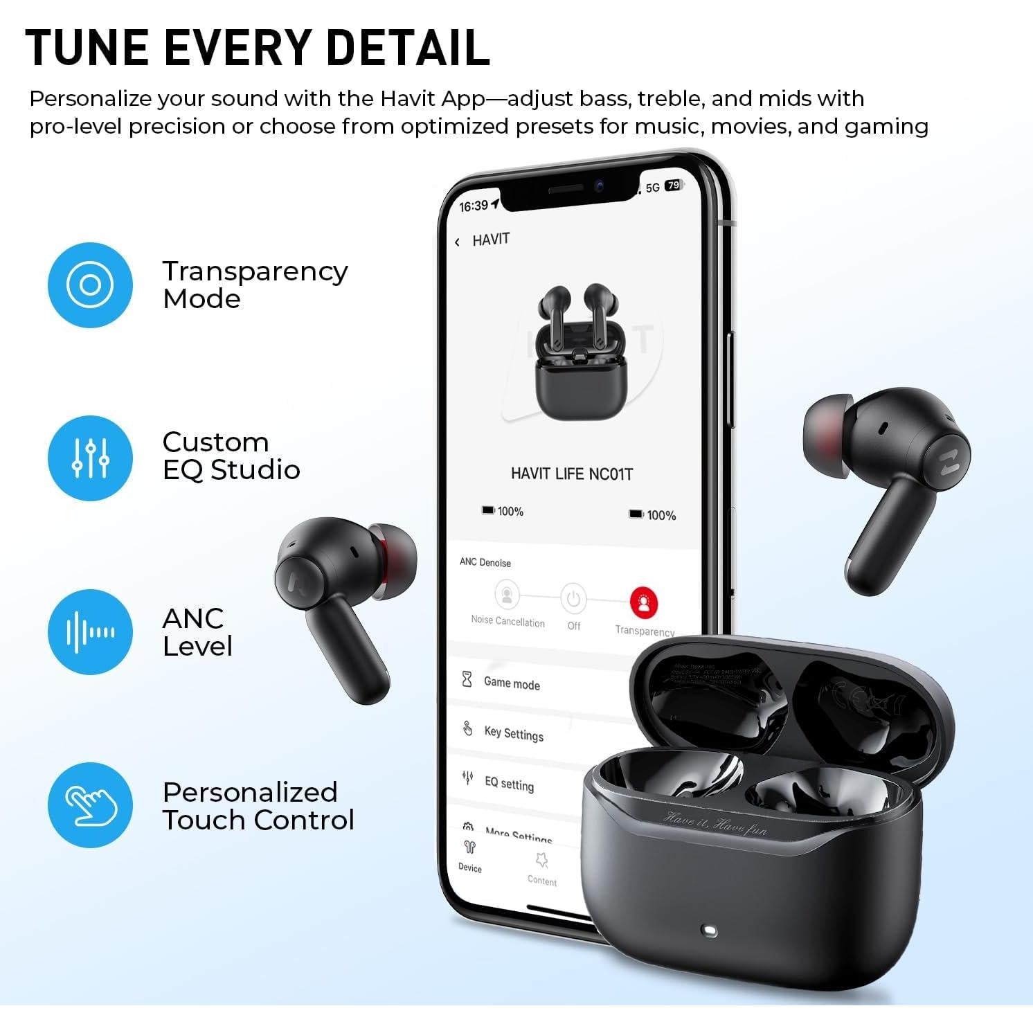 Auriculares Inalámbricos Havit SPACE NC01T con ANC y Bluetooth 6.0