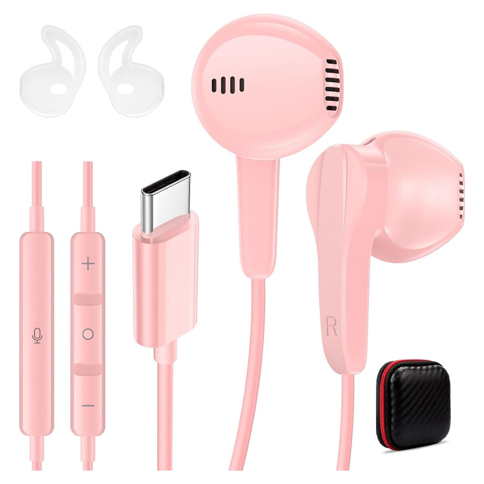 Auriculares USB-C iMangoo Rosa con Micrófono y Control Remoto